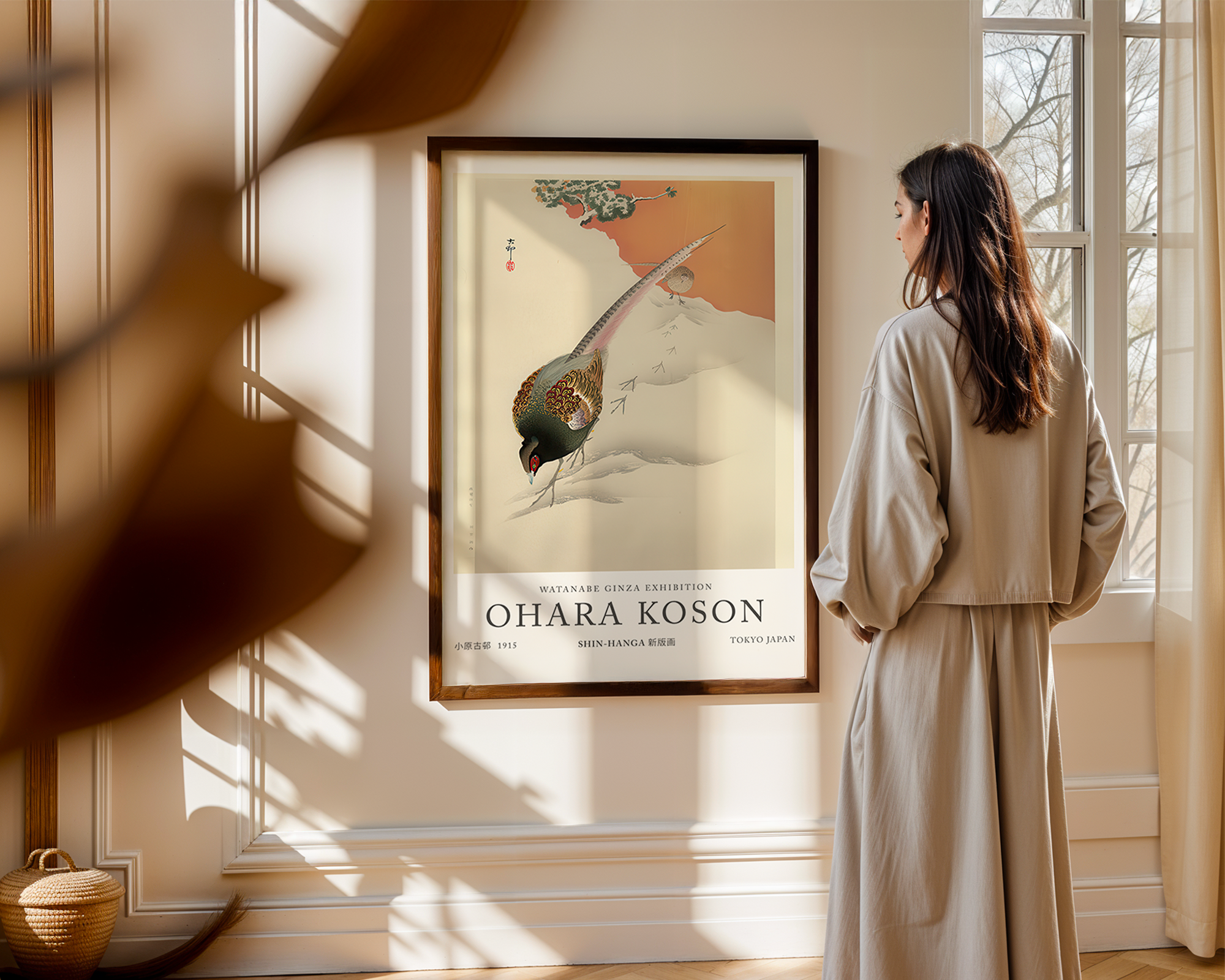 a-pair-of-pheasants-in-the-snow-ohara-koson mockup