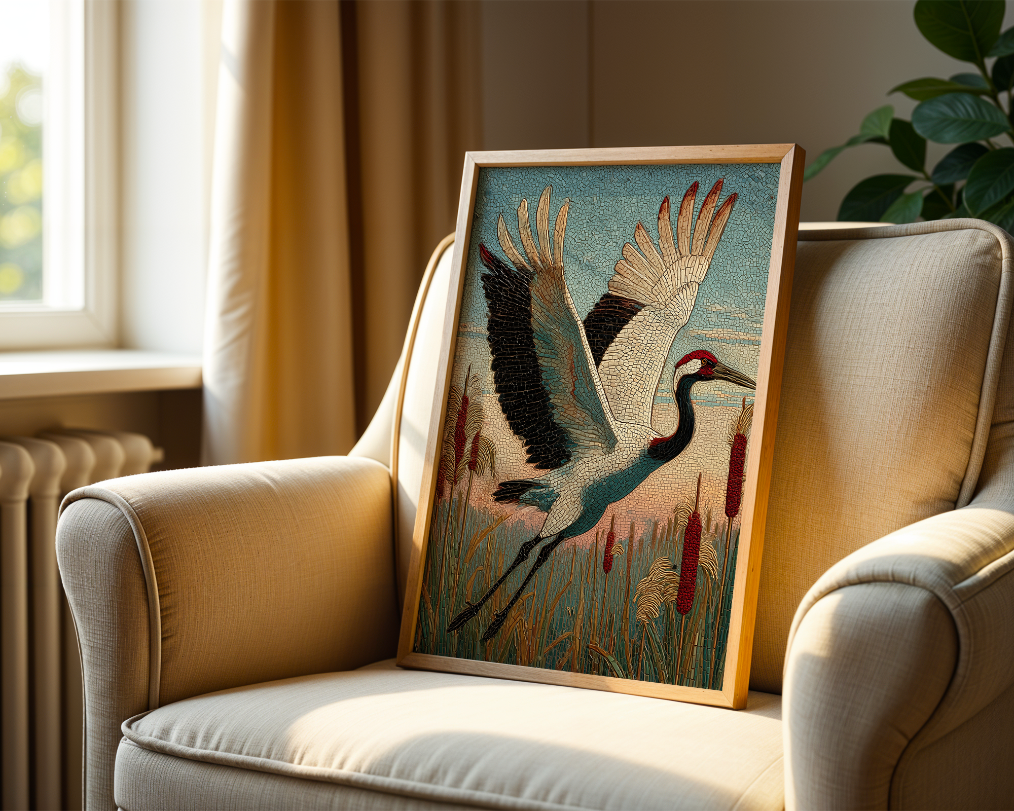 crane-over-reeds-japanese-mosaic-print mockup
