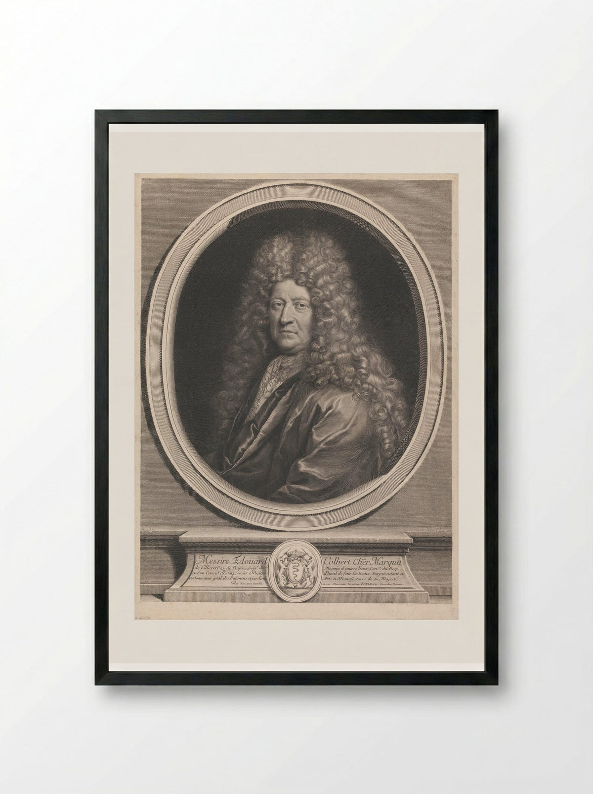 Édouard Colbert, Marquis de Villacerf - Gérard Edelinck - Framed Print Black