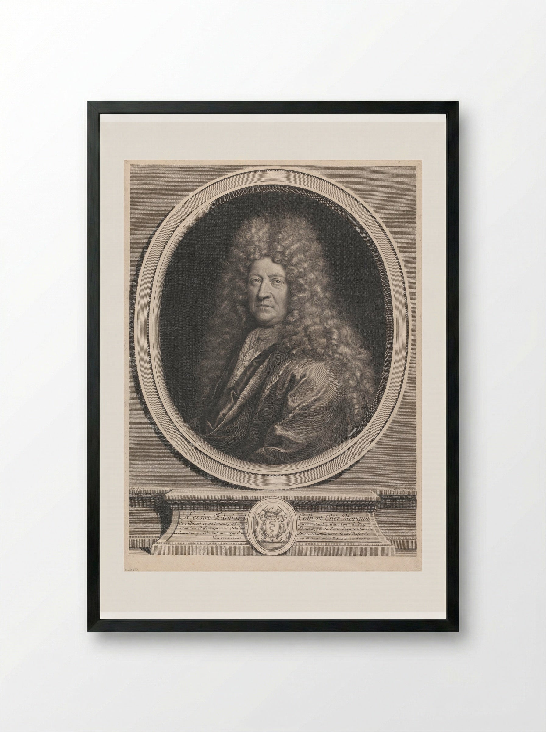 Édouard Colbert, Marquis de Villacerf - Gérard Edelinck - Framed Print Black