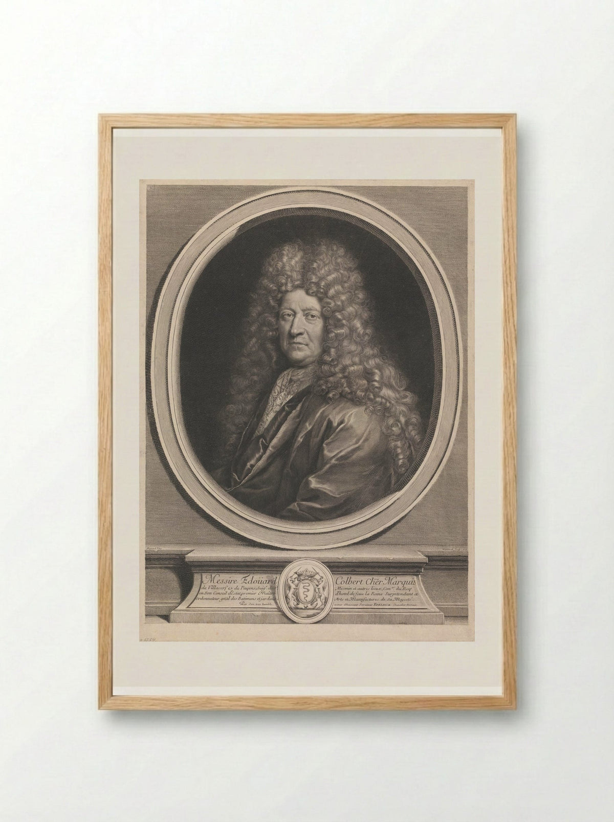 Édouard Colbert, Marquis de Villacerf - Gérard Edelinck - Framed Print Wood
