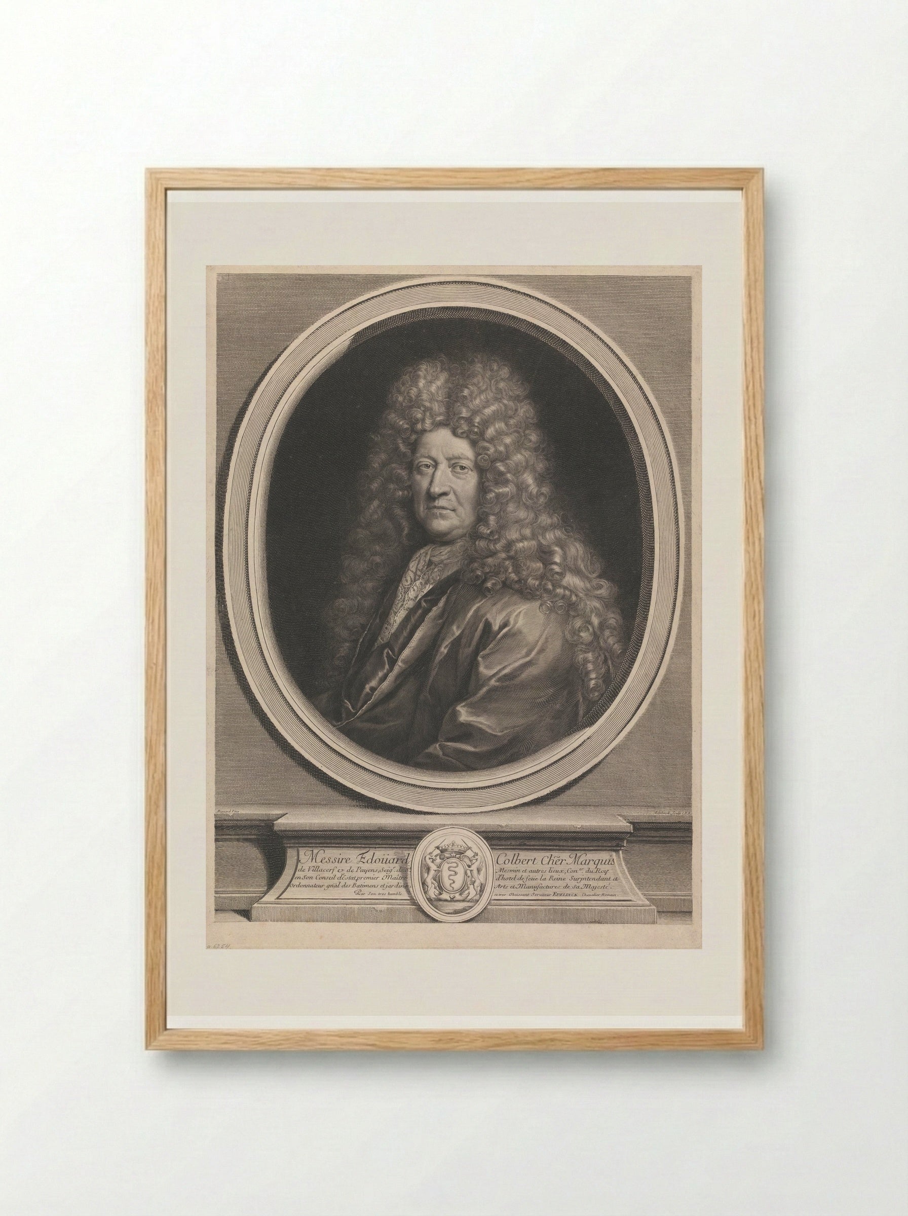 Édouard Colbert, Marquis de Villacerf - Gérard Edelinck - Framed Print Wood