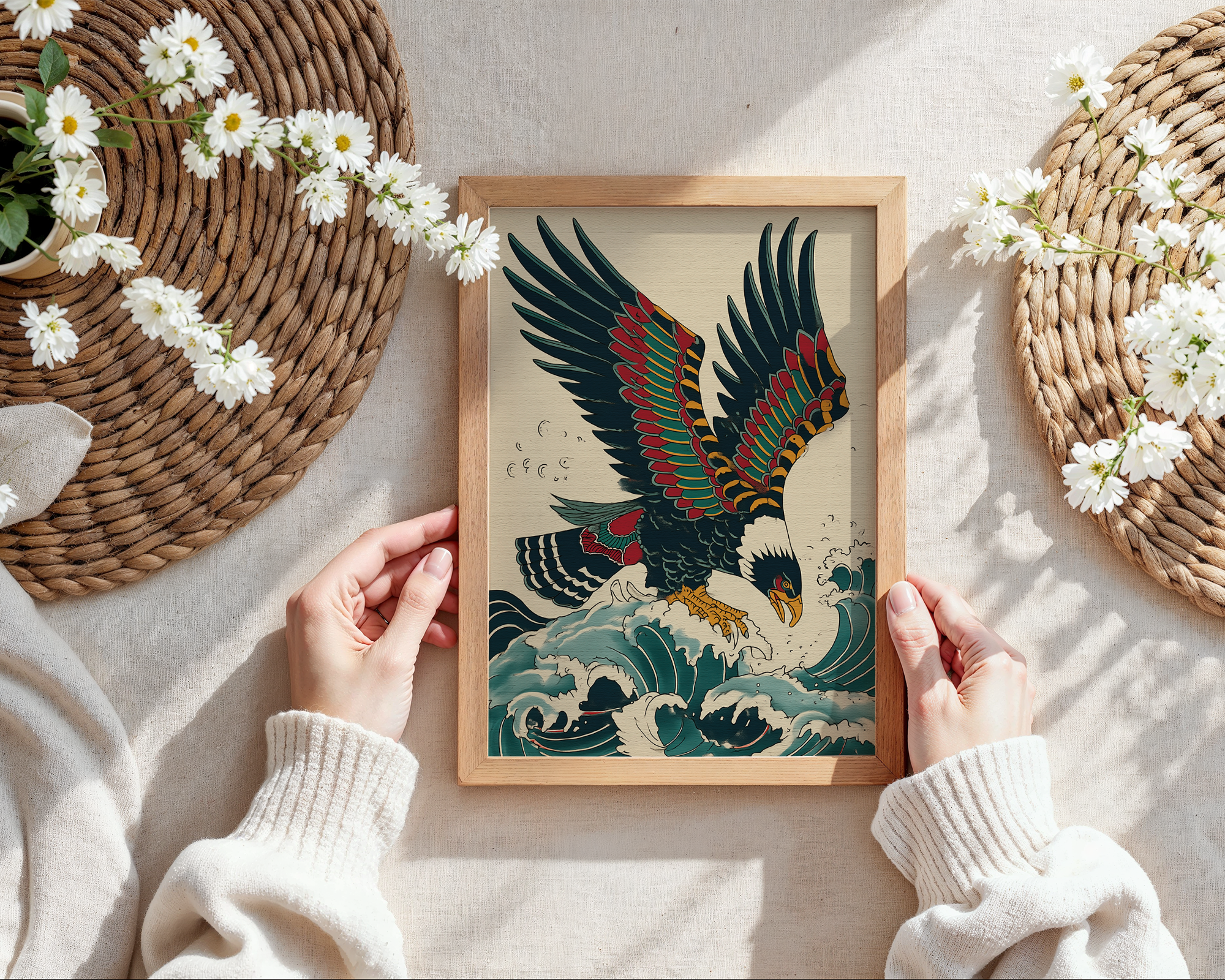 eagle-over-waves-japanese-inspired-art-print mockup