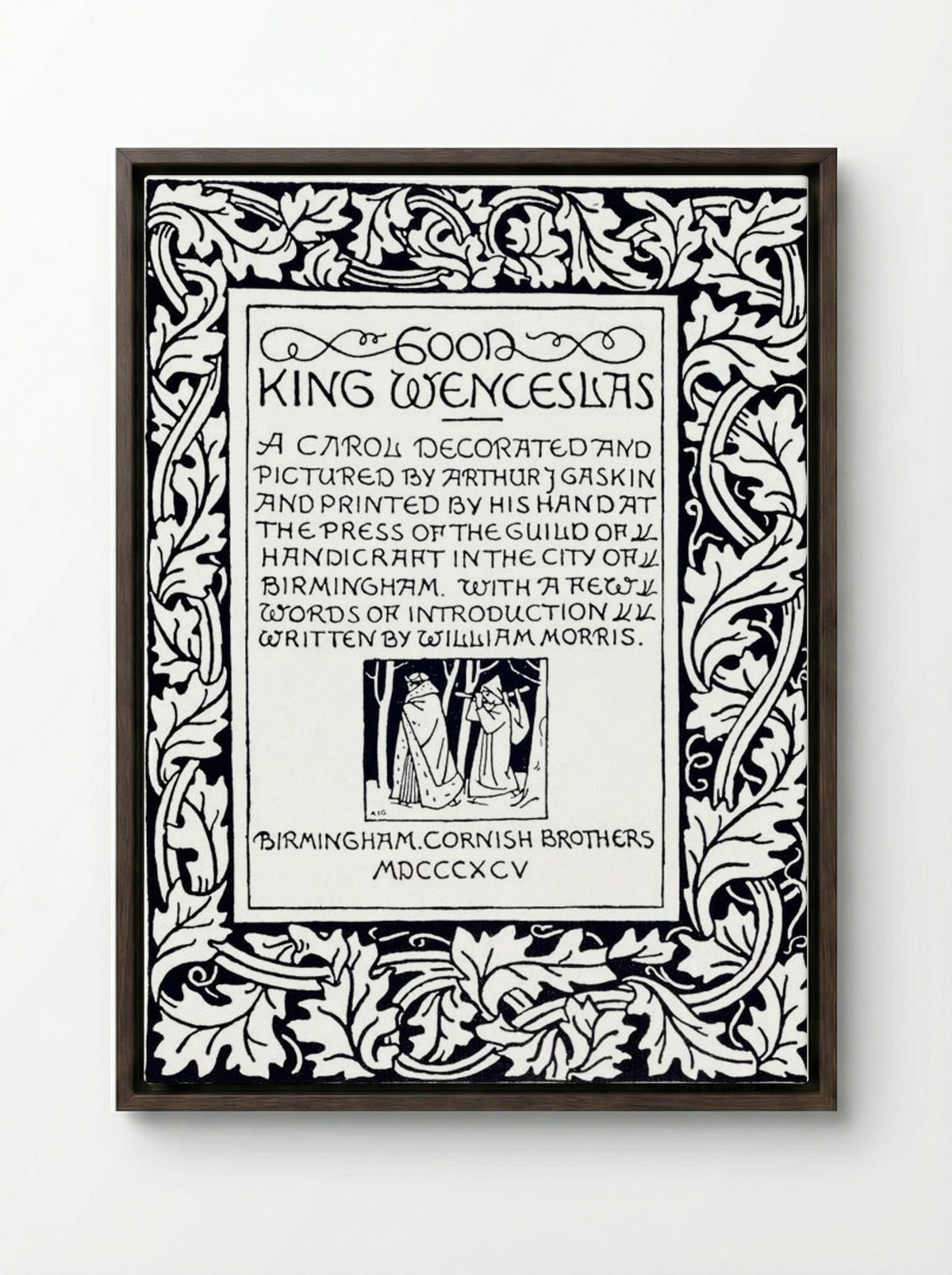 Good King Wenceslas (Manuscript Page) - William Morris - Framed Canvas Dark Wood
