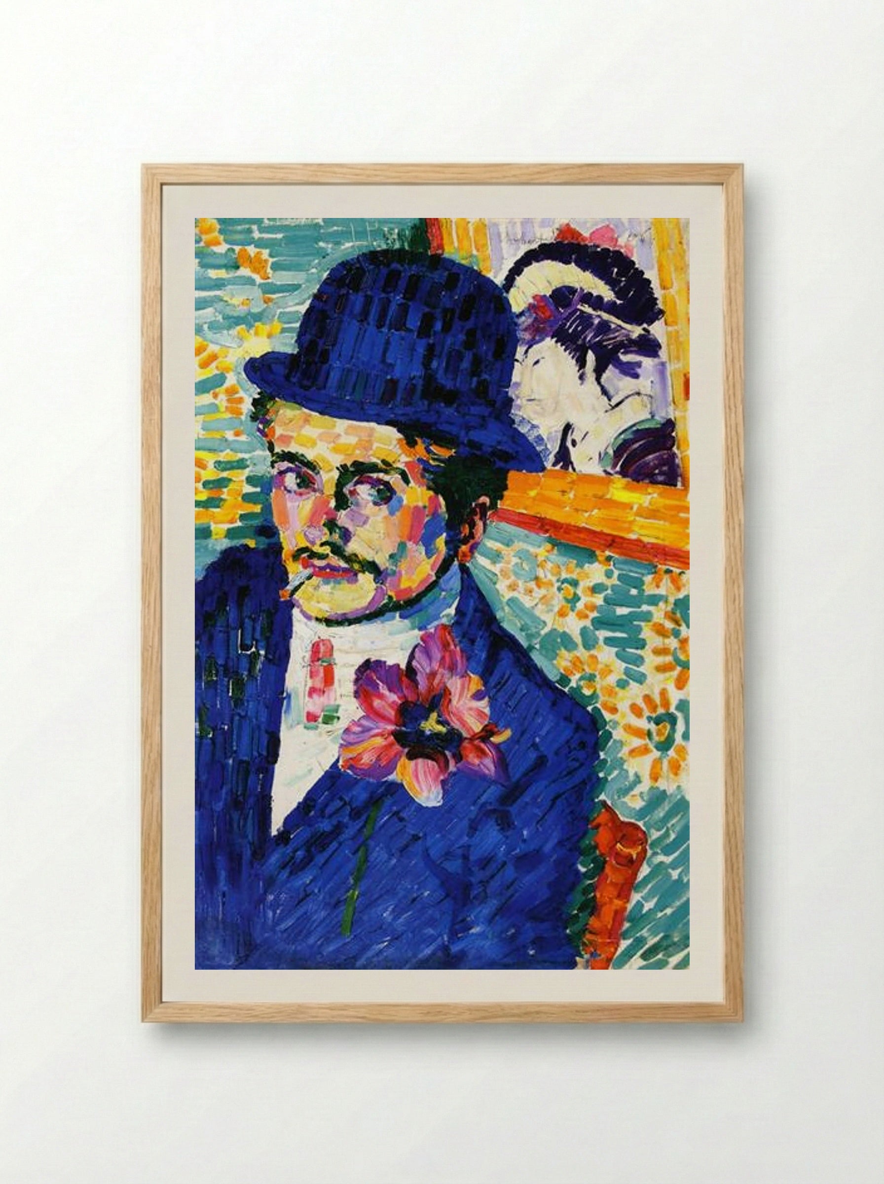 Man with a Tulip (Portrait of Jean Metzinger) - Robert Delaunay - Framed Print Wood