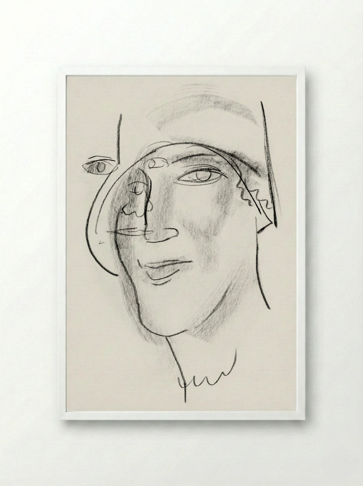 Woman's Head and Face - Leo Gestel - Framed Print White