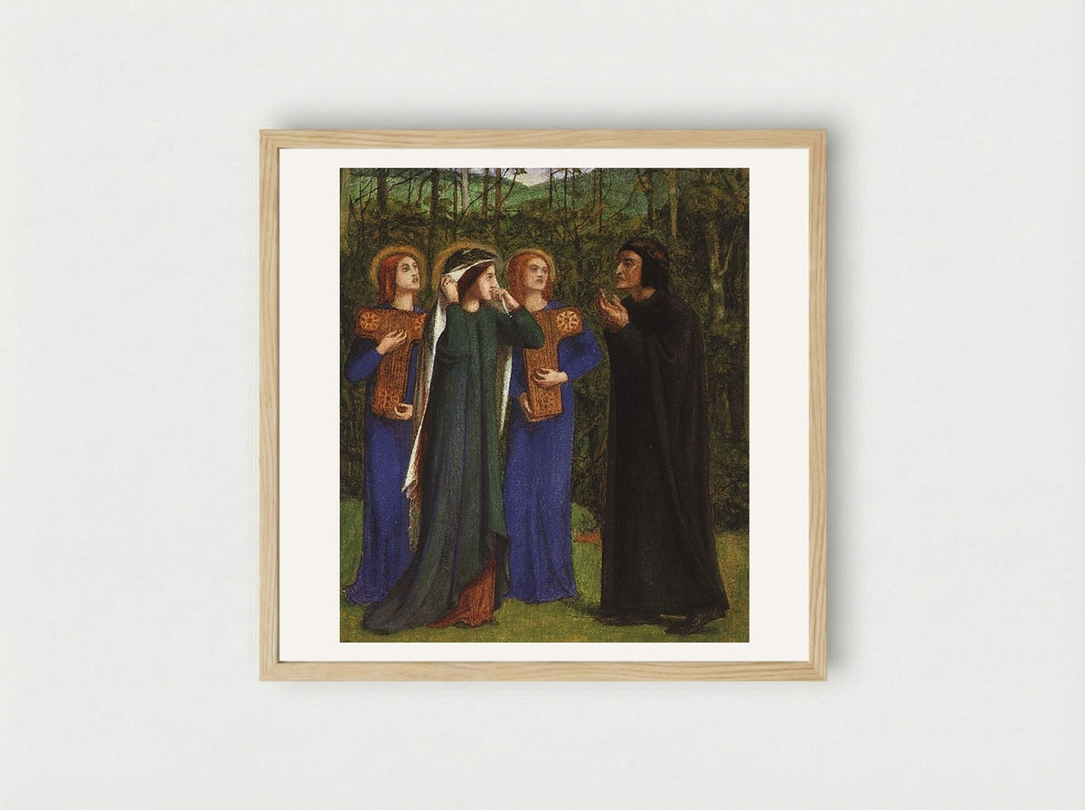 The Meeting of Dante and Beatrice in Paradise - William Blake - Framed Print Wood