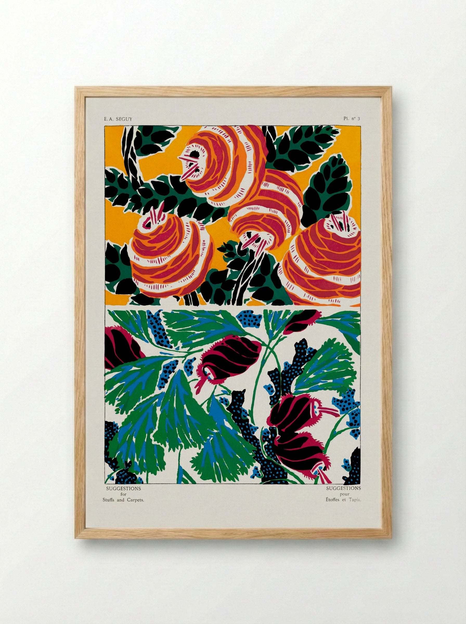 Suggestions pour Étoffes et Tapis, Plate No. 3 - Émile-Allain Séguy - Framed Print Wood