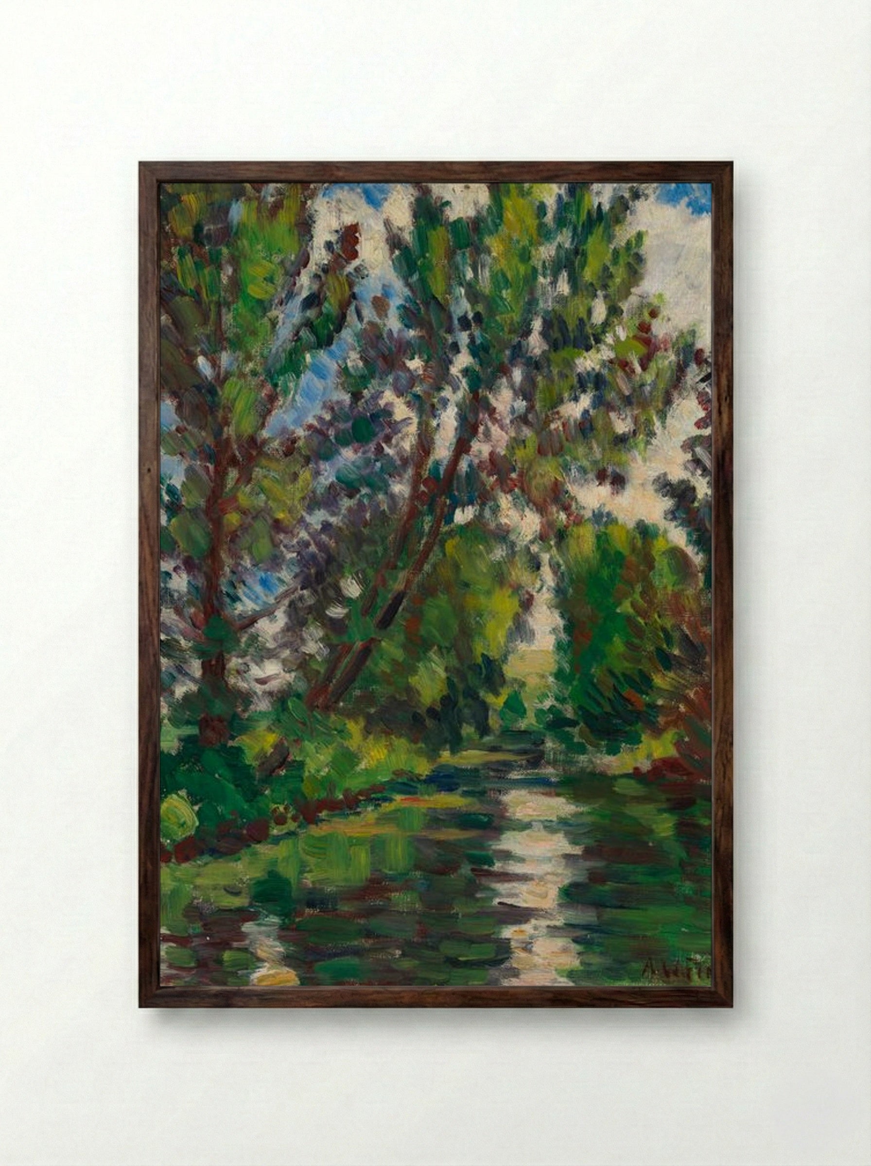 River Landscape - Alfred William Finch - Framed Print Dark Wood