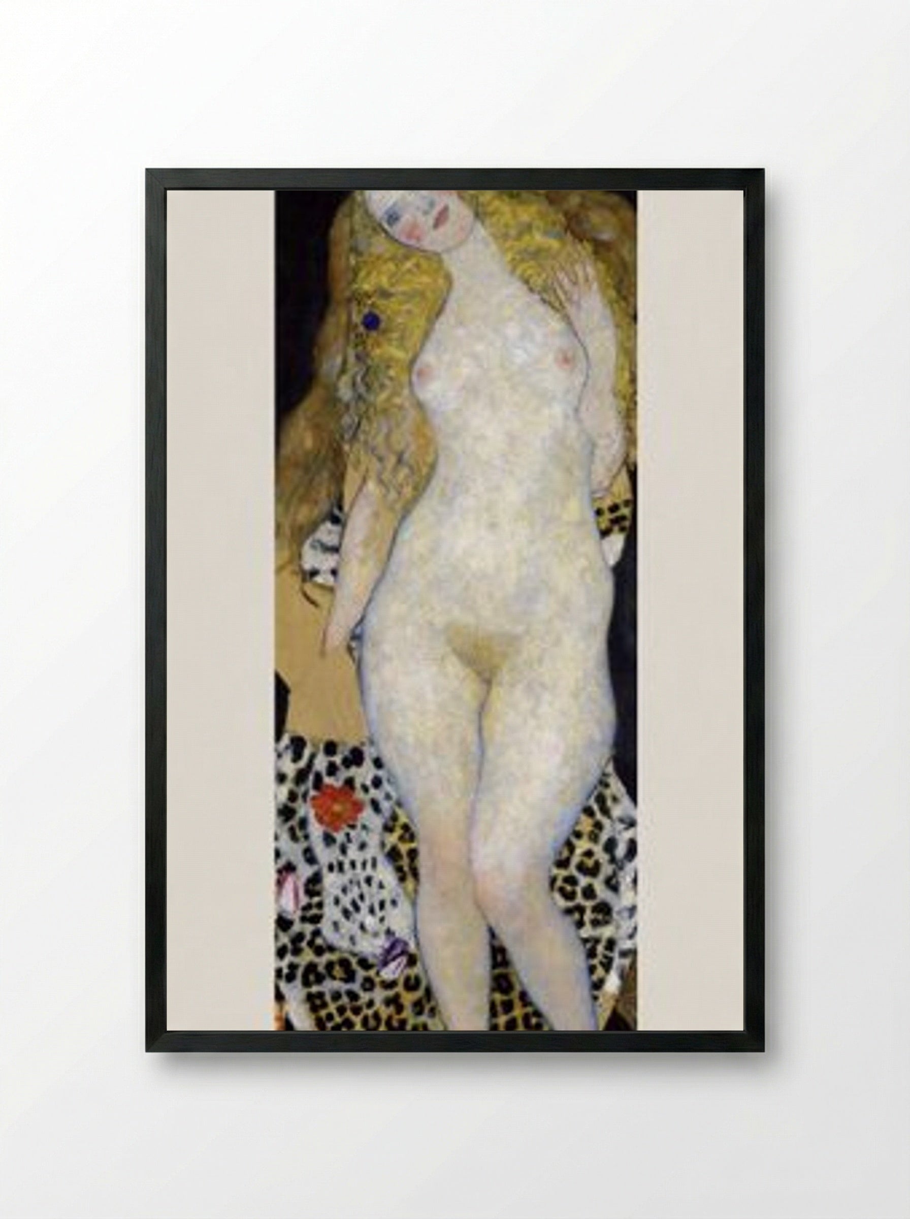 Adam and Eve - Gustav Klimt - Framed Print Black