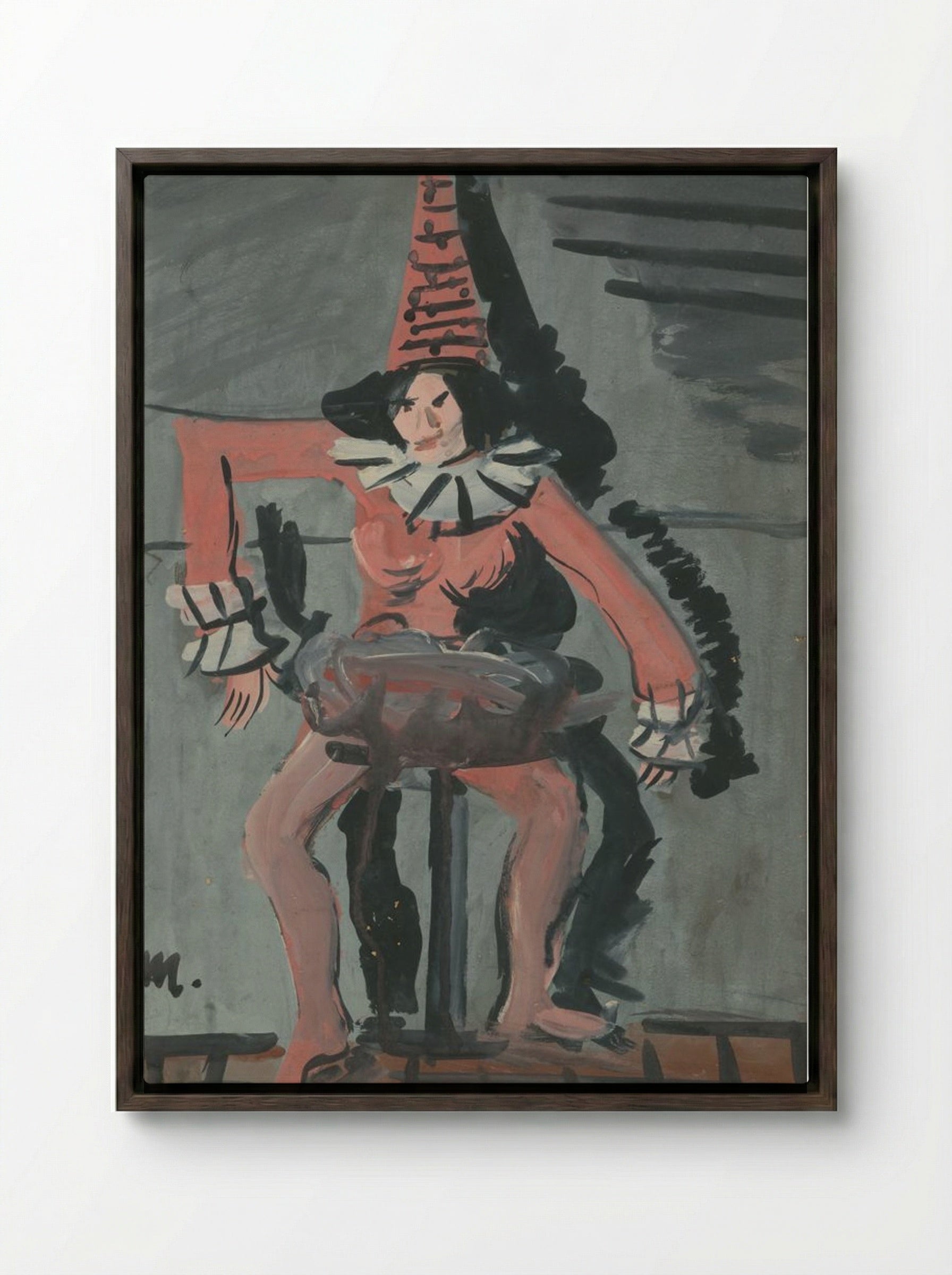 Pierrot - Cyprián Majerník - Framed Canvas Dark Wood