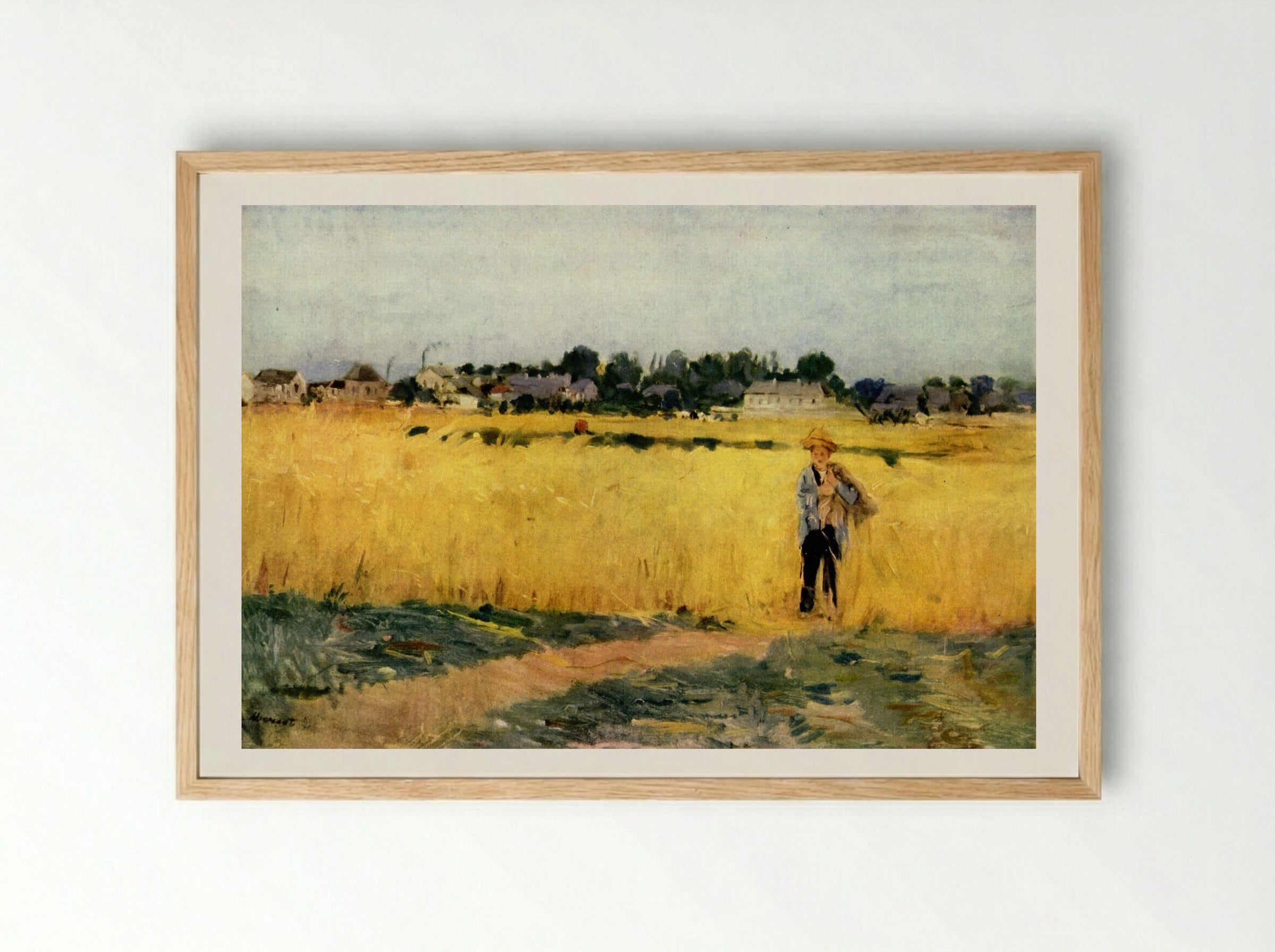 In the Wheatfield at Gennevilliers - Berthe Morisot - Framed Print Wood