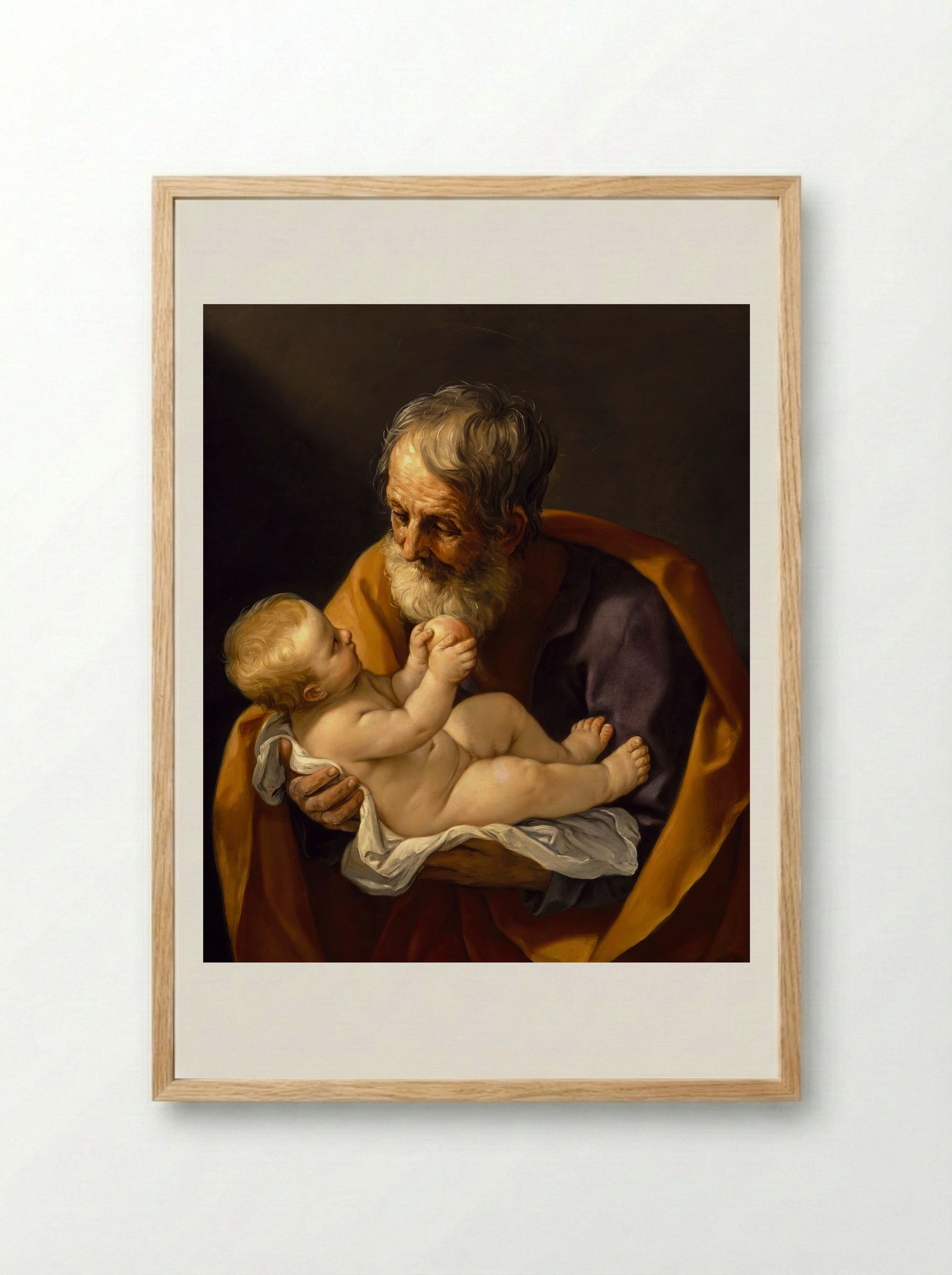 Saint Joseph and the Christ Child - Guido Reni - Framed Print Wood