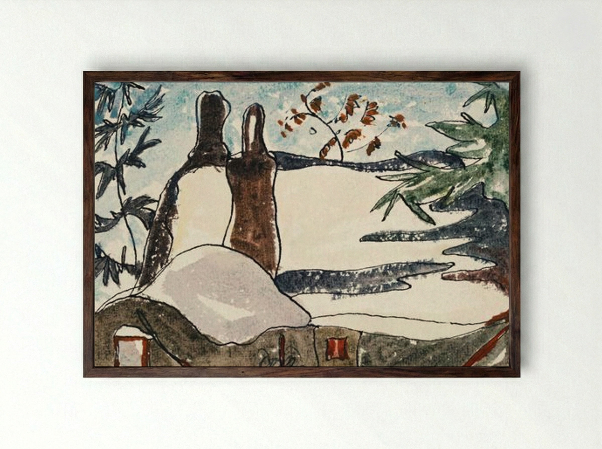 Snowy Rooftops and Trees - Arthur Dove - Framed Print Dark Wood