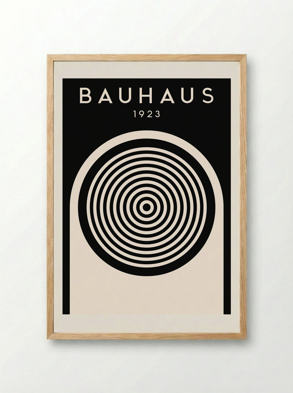 Bauhaus 1923 Concentric Circles – Monochrome - Framed Print Wood