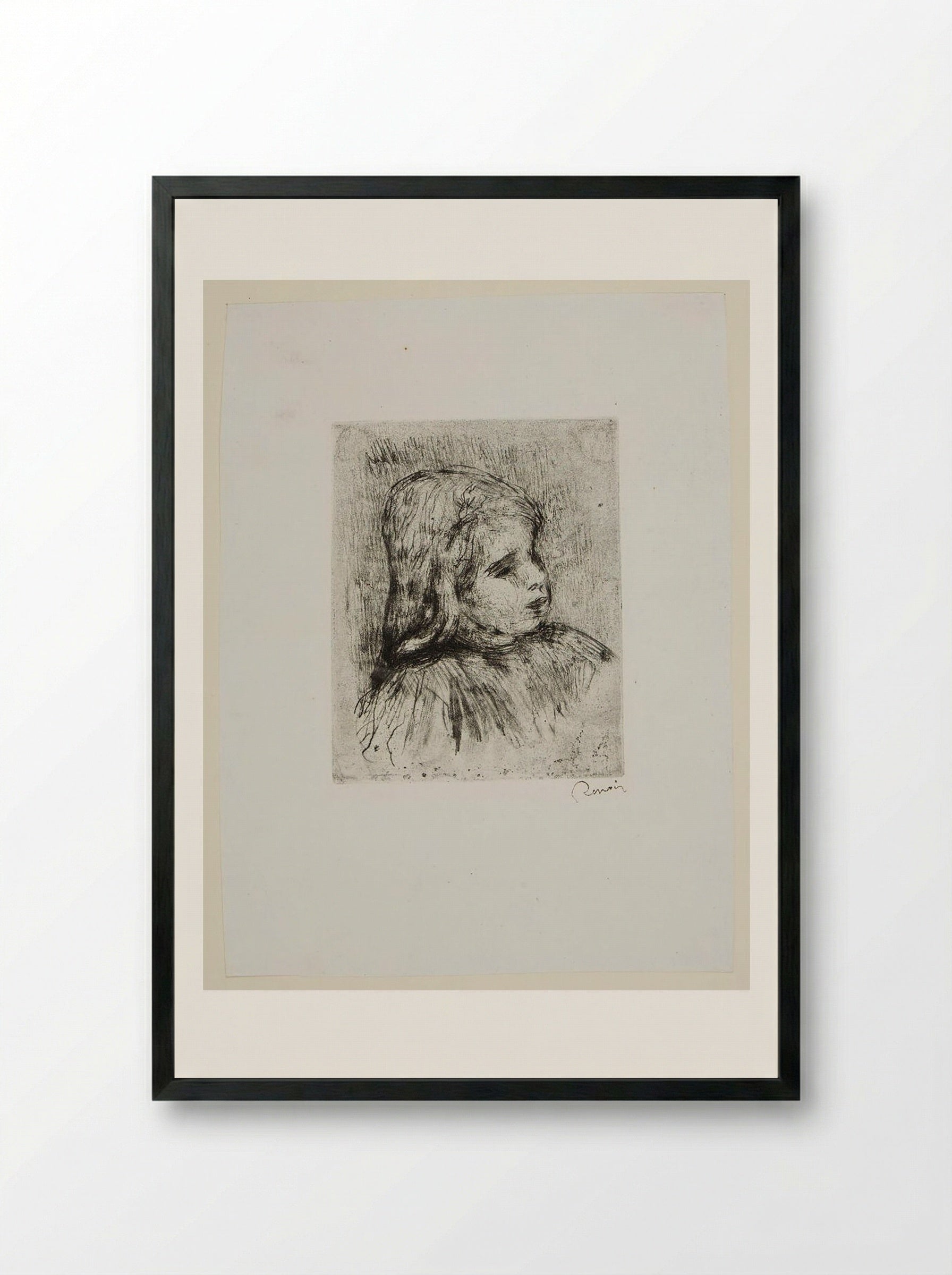 Claude Renoir, three-quarters right - Pierre-Auguste Renoir - Framed Print Black