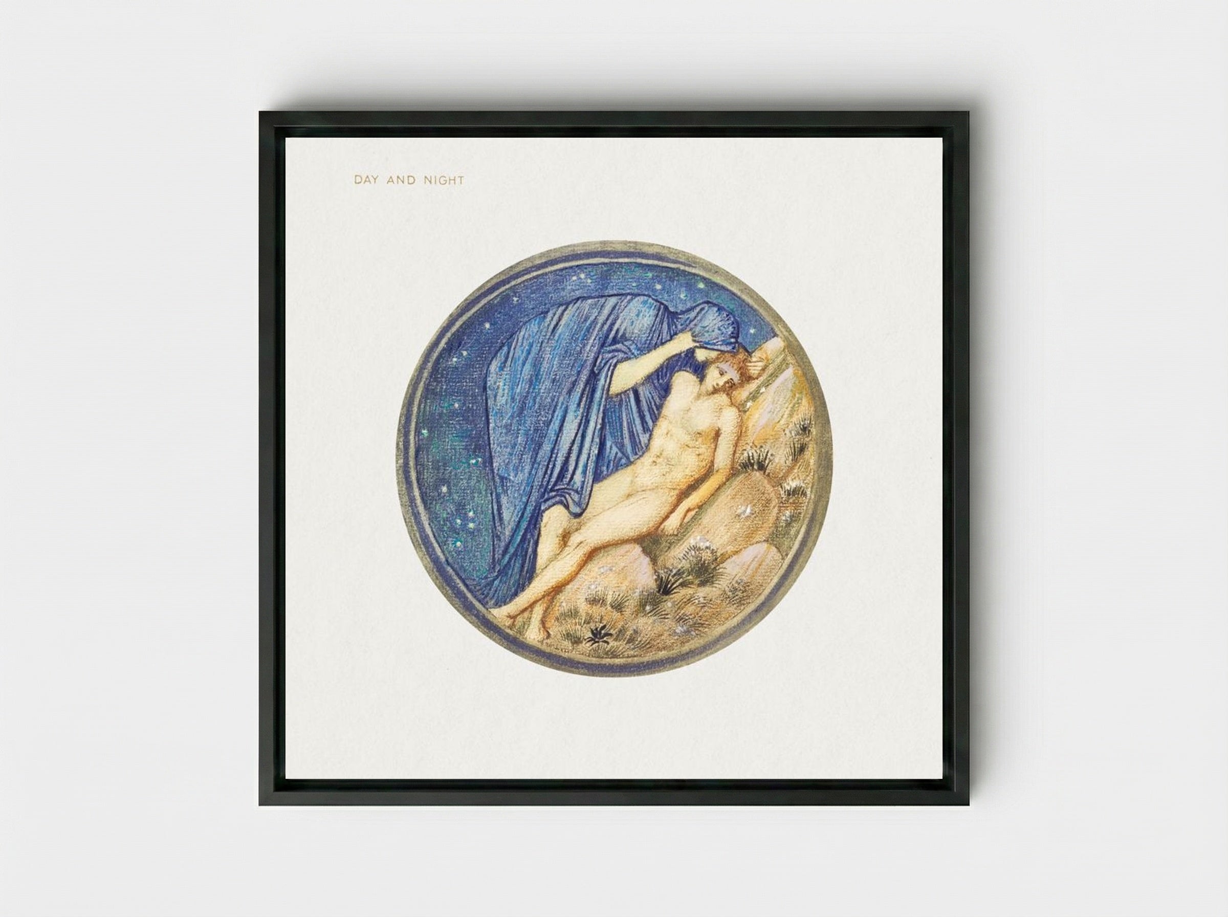 Day and Night from The Flower Book - Edward Burne-Jones - Framed Canvas Black