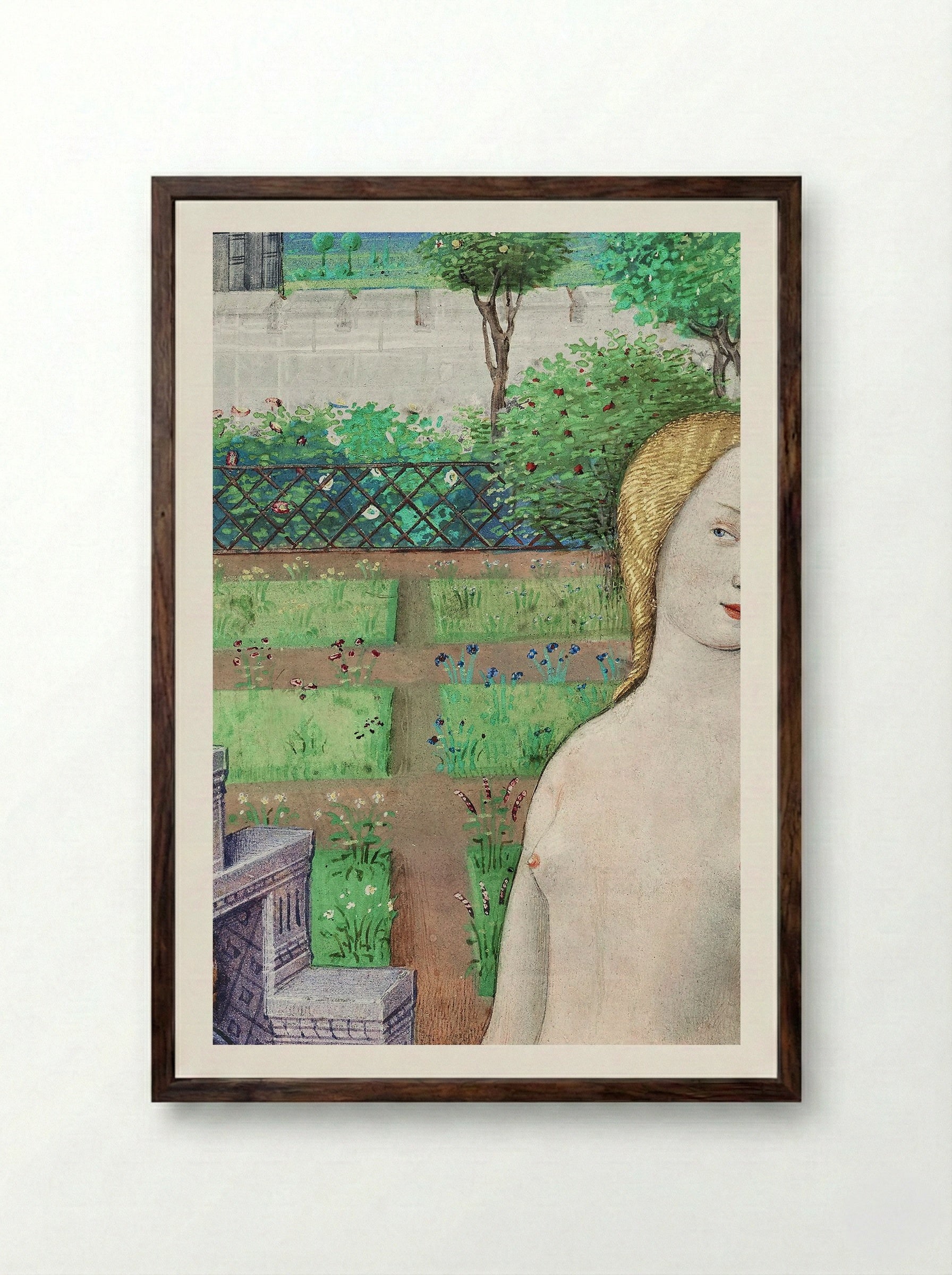Bathsheba Bathing - Jean Bourdichon - Framed Print Dark Wood