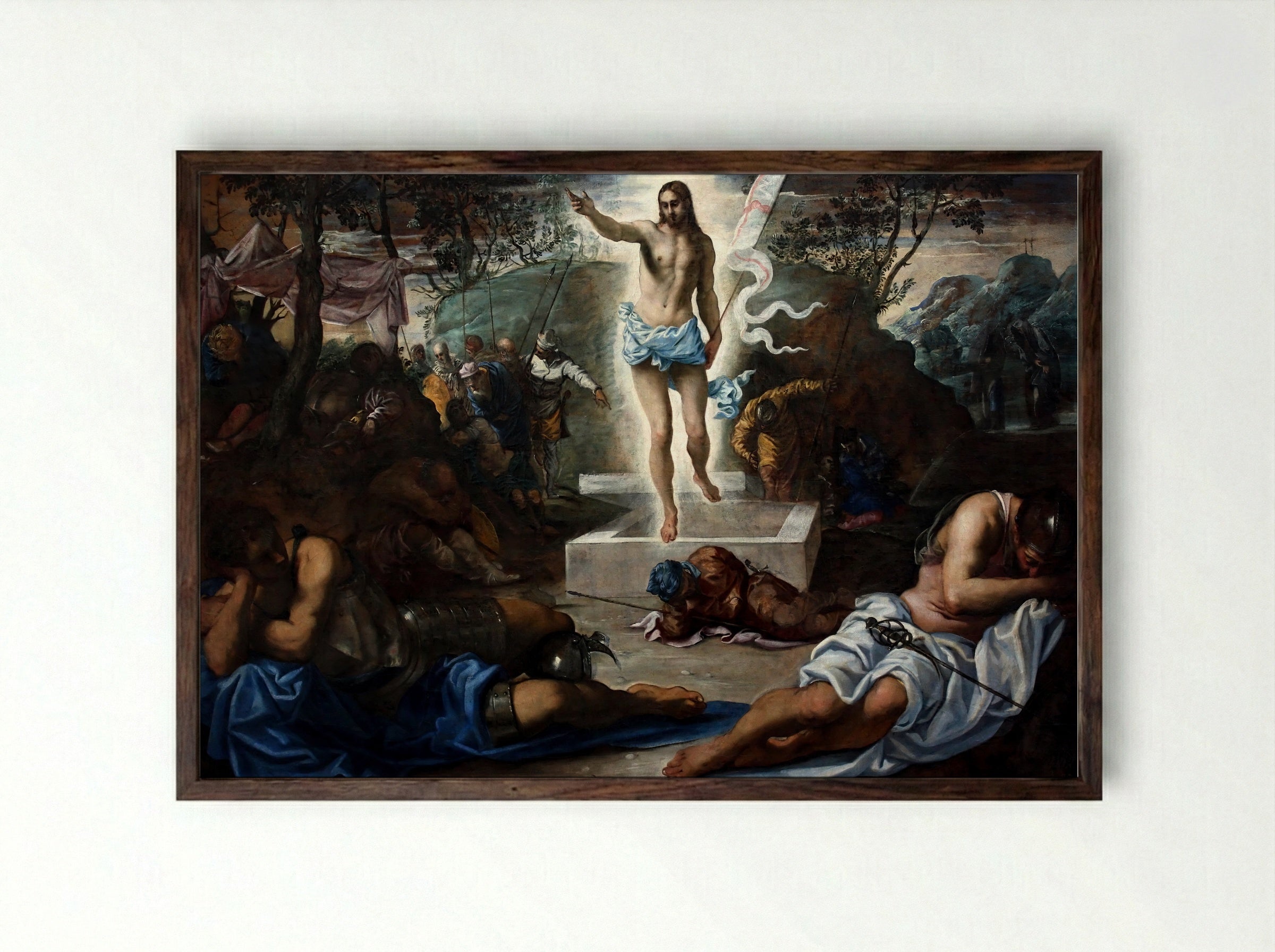 La Resurrezione (The Resurrection) - Tintoretto - Framed Print Dark Wood