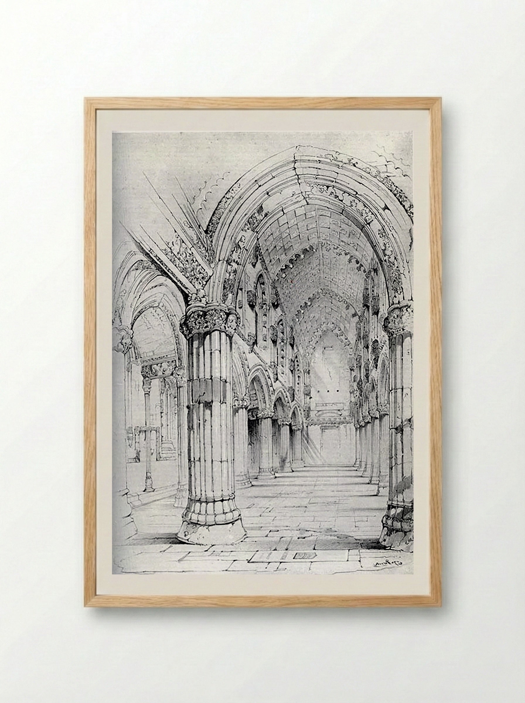 Interior View of Roslin Chapel - Fine Art Print - Framed Print Wood