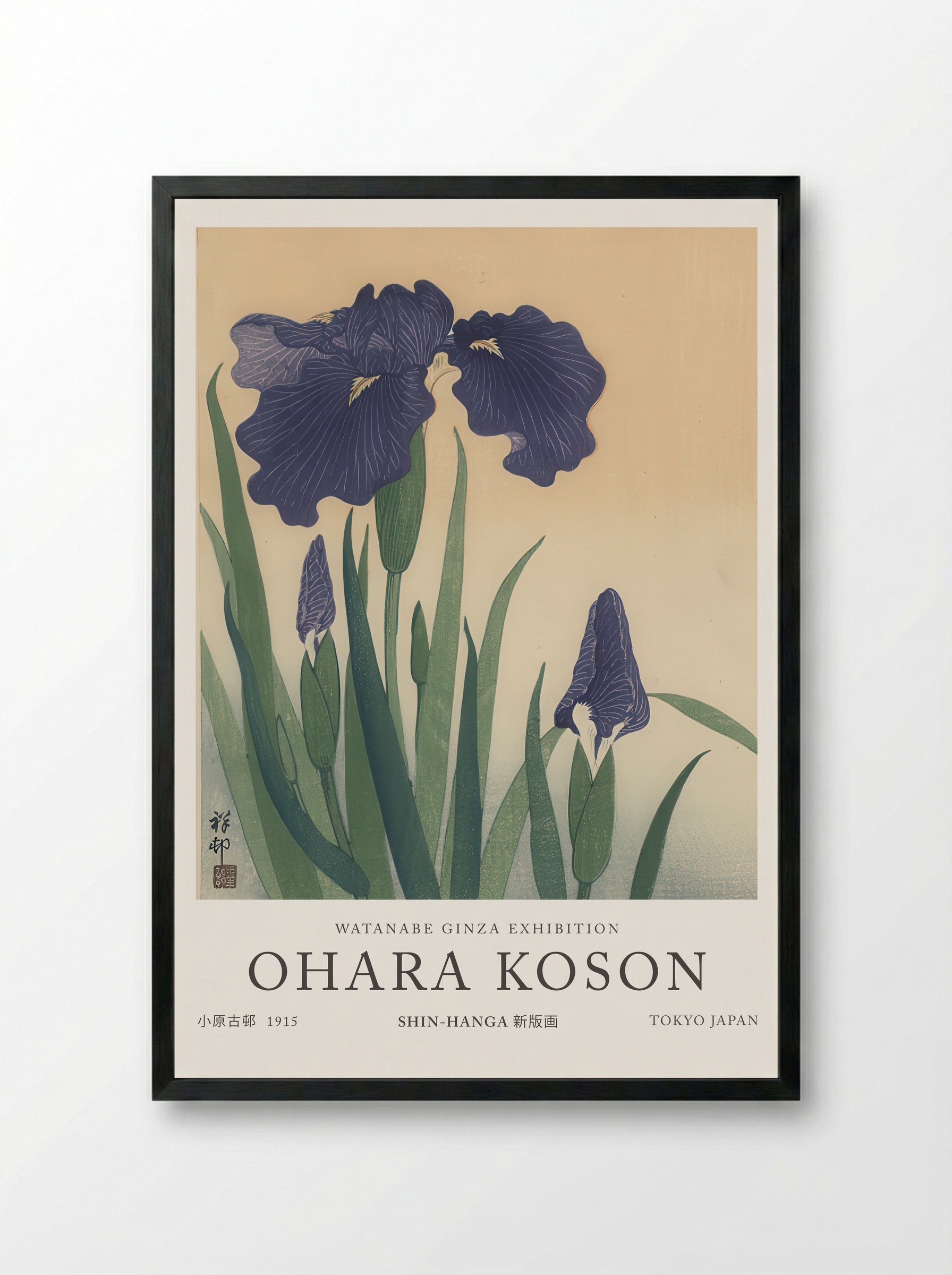 Flowering Iris 1934 - Ohara Koson - Framed Print Black