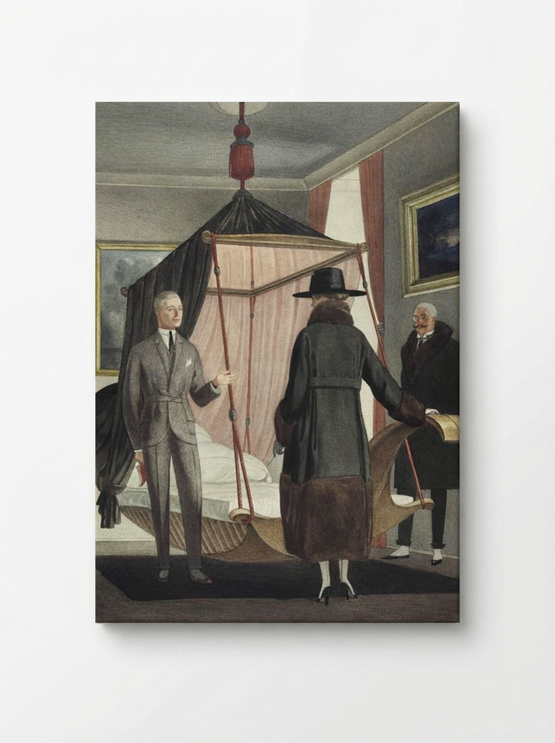 Two Men and a Woman in a Bedroom - Otto Friedrich Carl Lendecke - Canvas