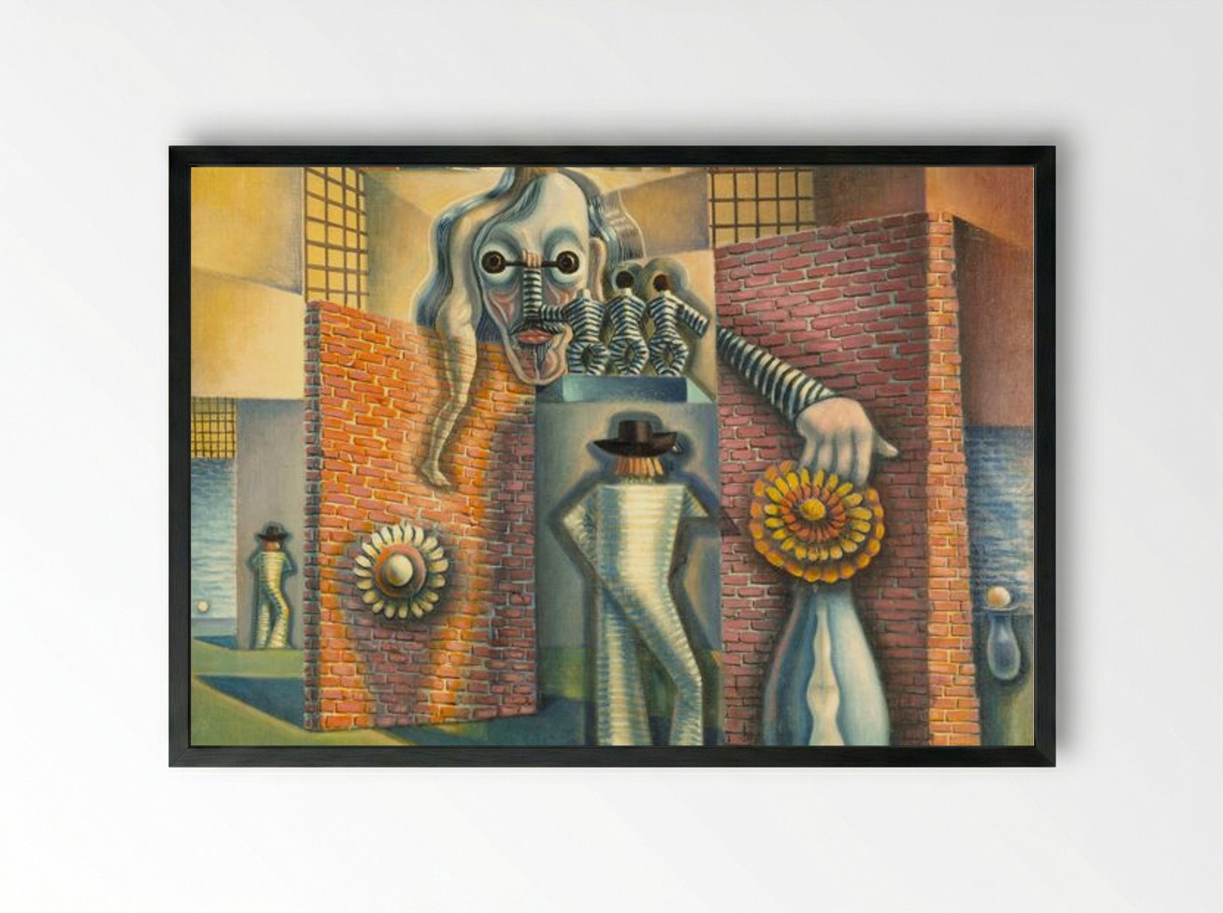 Untitled (Surrealist Composition with Figures) - Benjamin F. Berlin - Framed Print Black