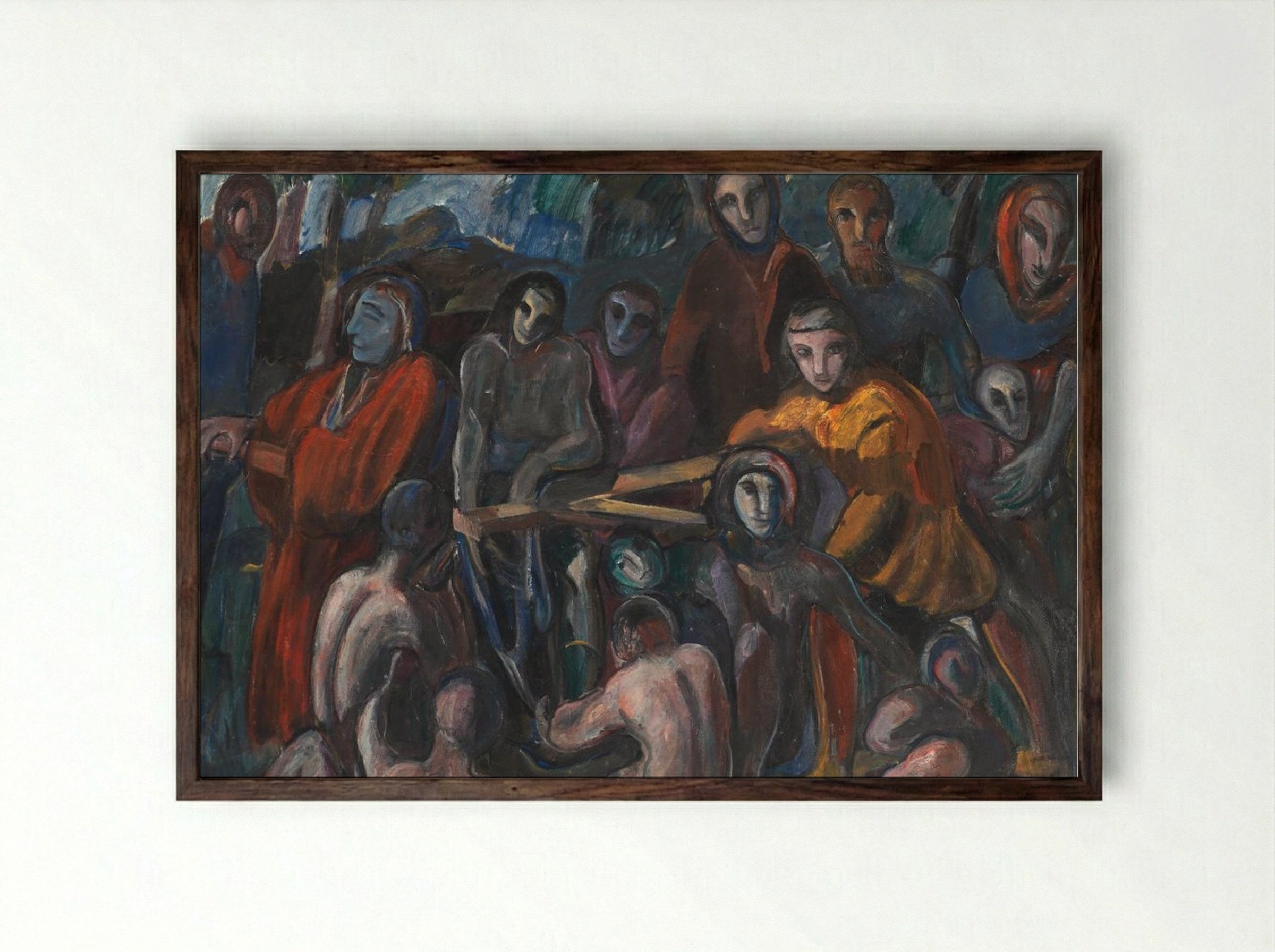 The Road to Golgotha - Jens Adolf Jerichau - Framed Print Dark Wood