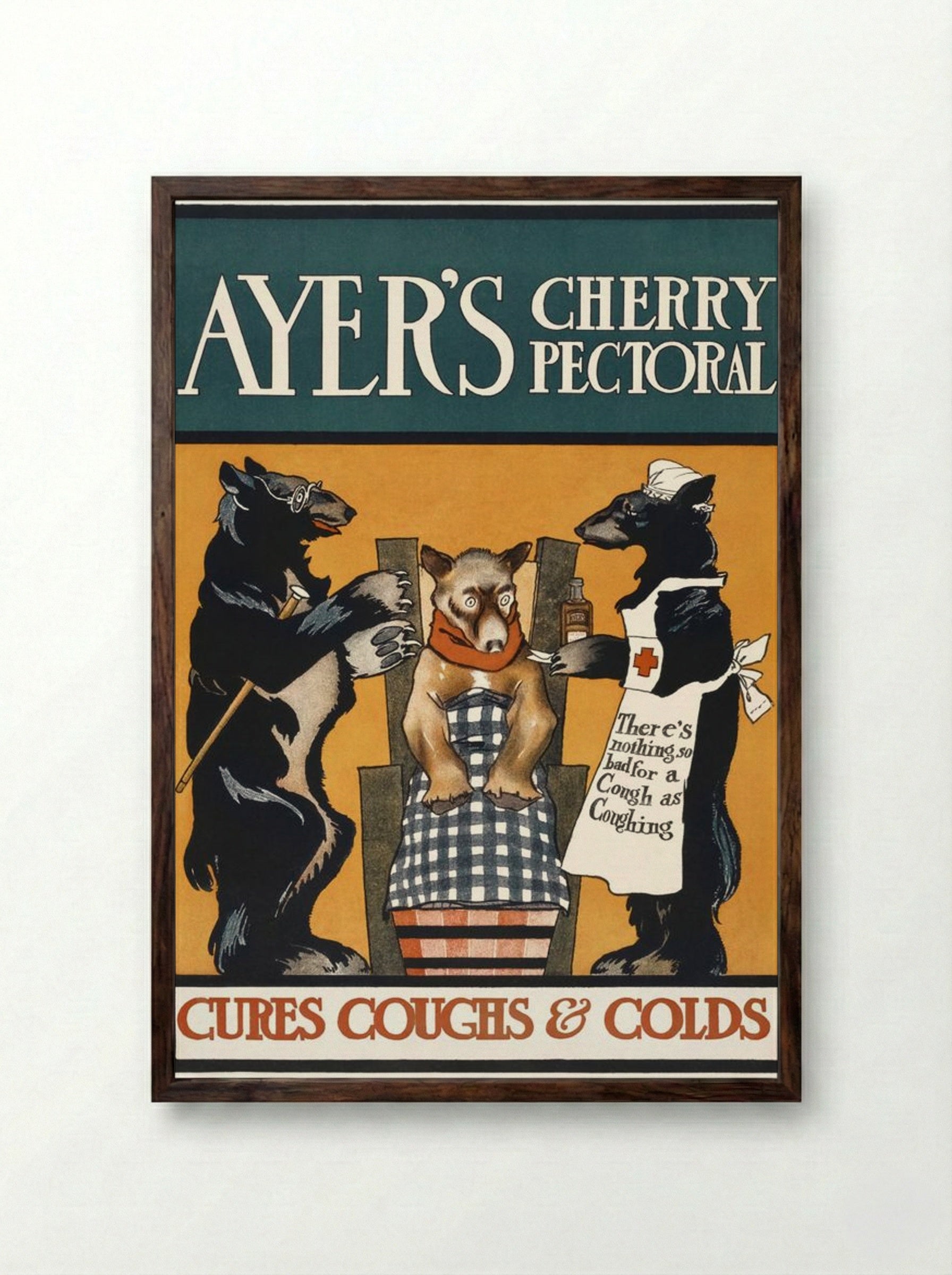 Ayer's Cherry Pectoral - Edward Penfield - Framed Print Dark Wood