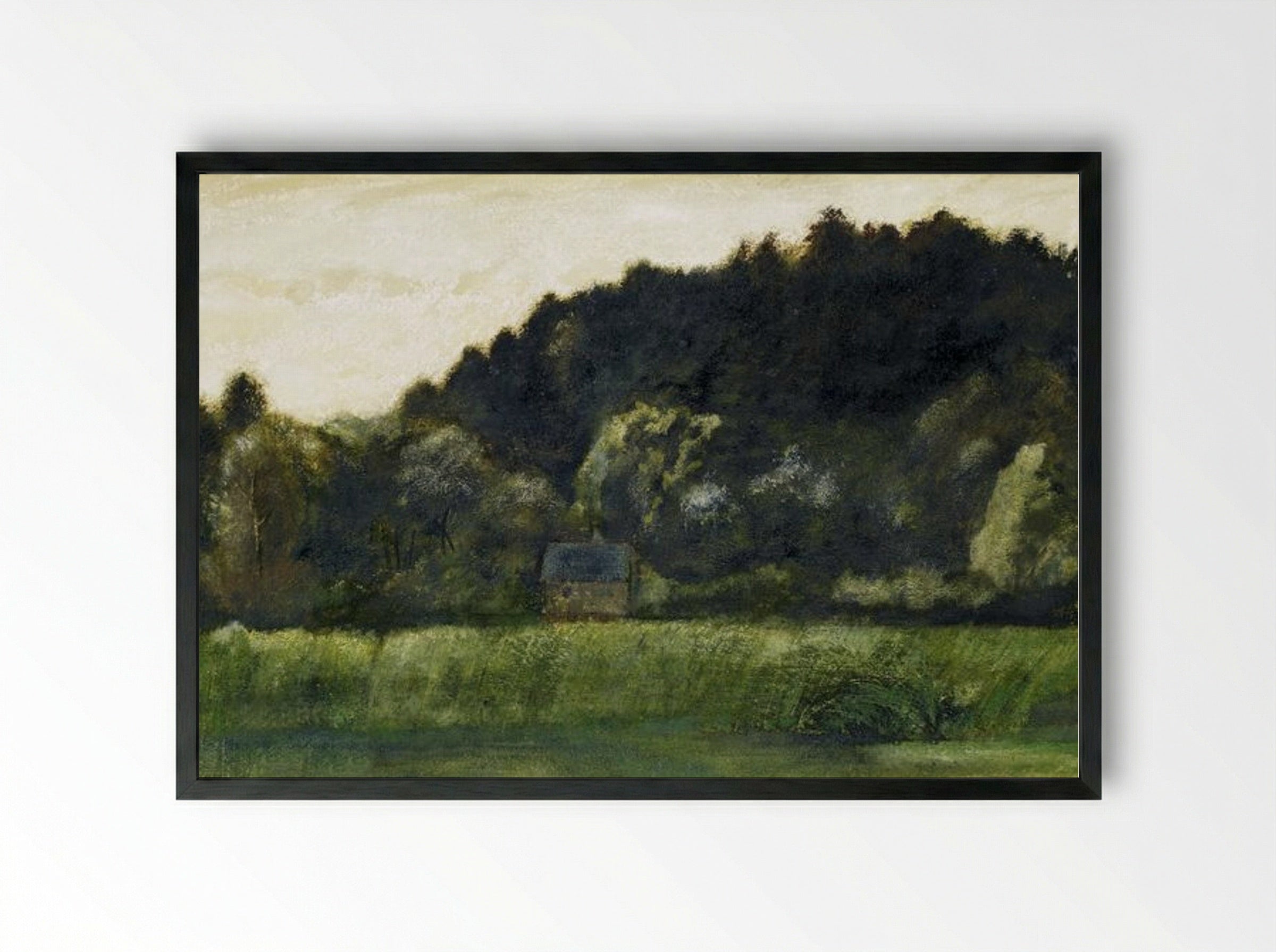 Landscape Study with Cottage - Edward Burne-Jones - Framed Print Black