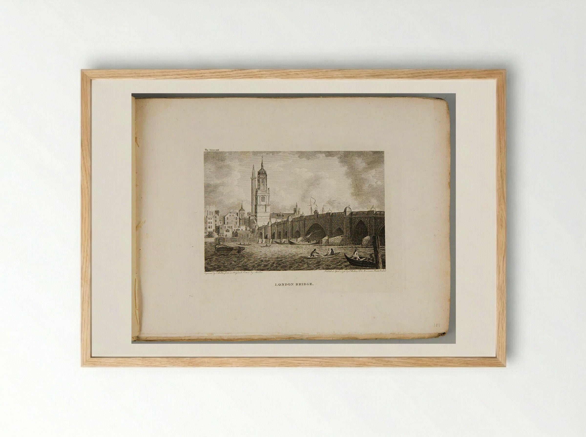 London Bridge, from The Copper Plate Magazine - John Walker - Framed Print Wood