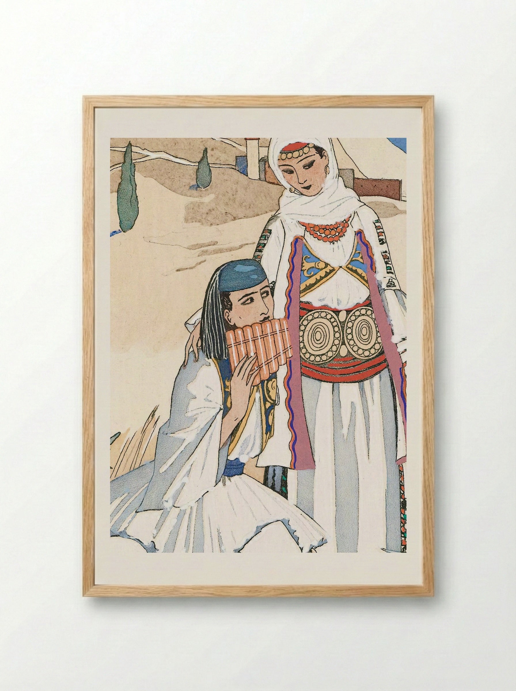 La Flûte de Pan - George Barbier - Framed Print Wood