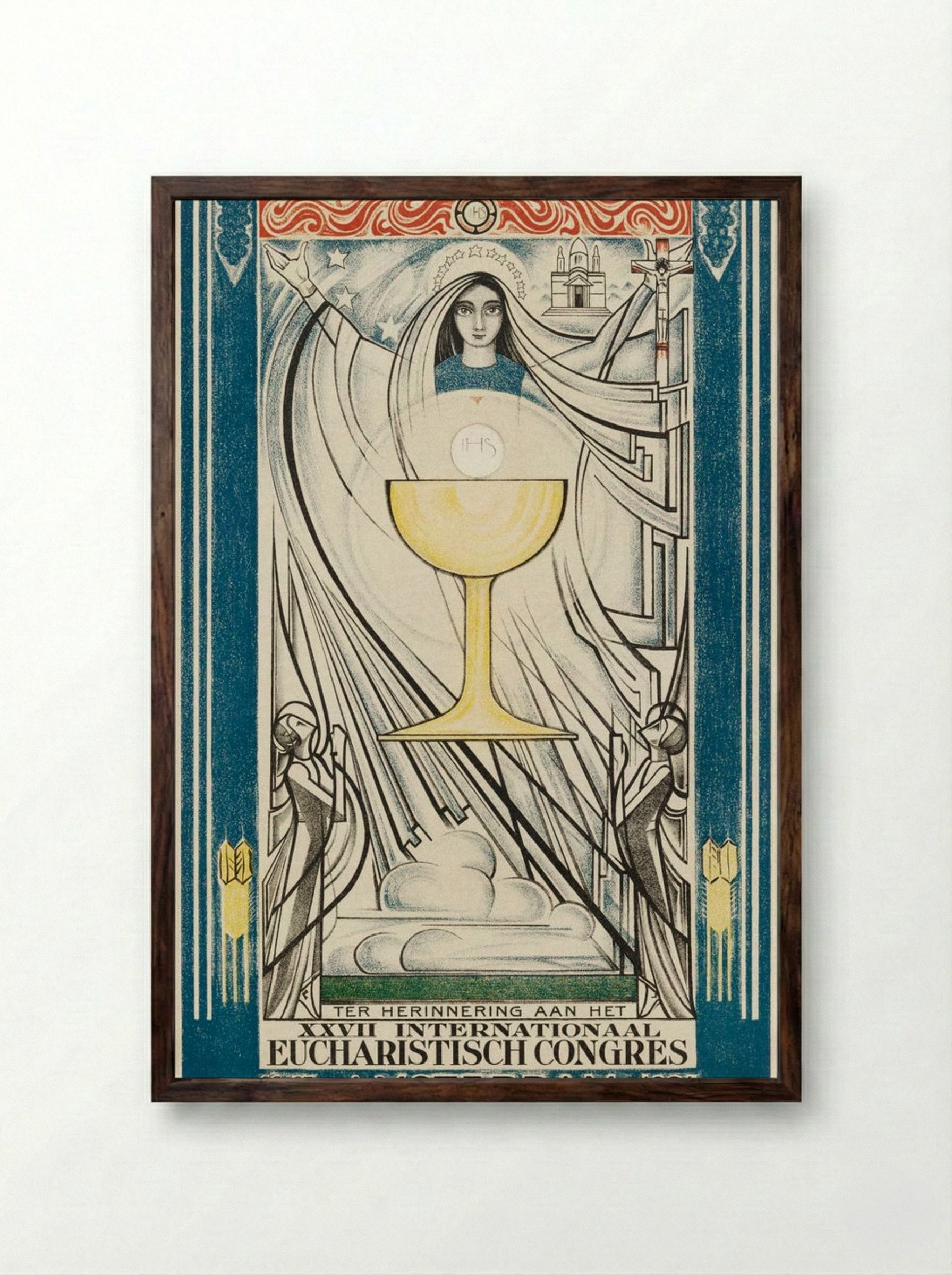 Poster for the International Eucharistic Congress, Amsterdam - Jan Toorop - Framed Print Dark Wood