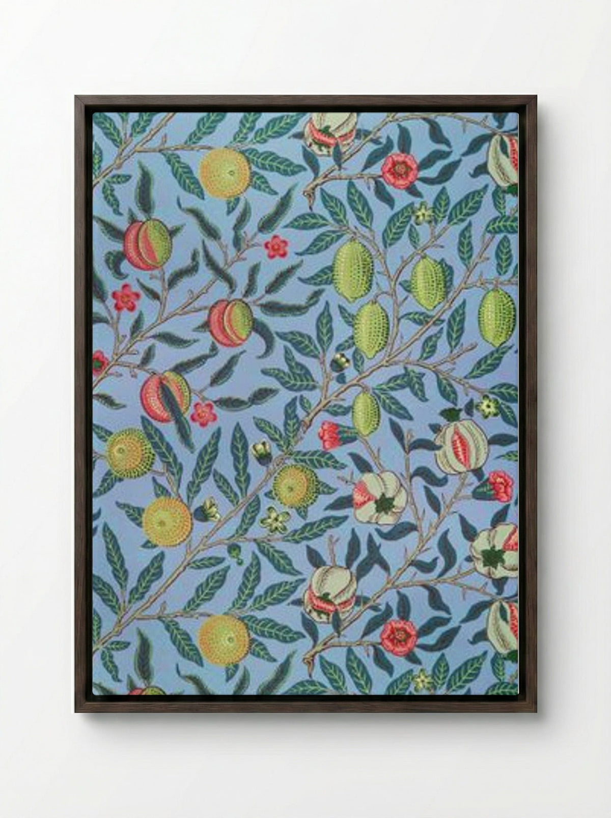 Fruit or Pomegranate - William Morris - Framed Canvas Dark Wood