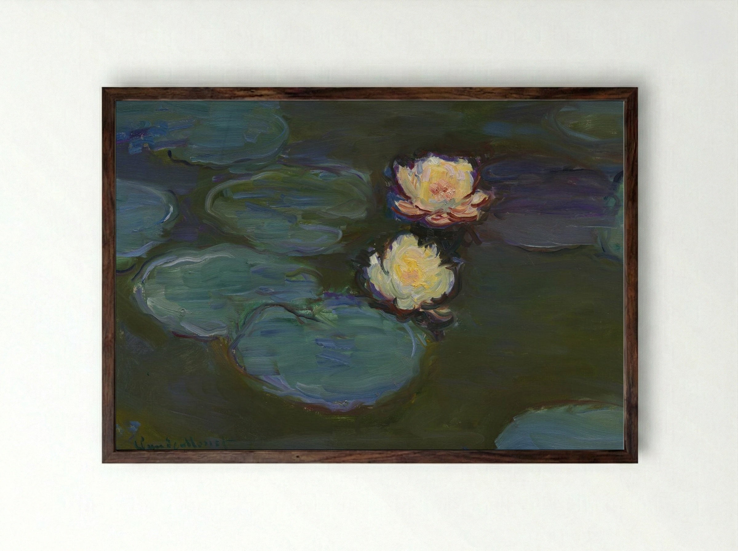 Water Lilies - Claude Monet - Framed Print Dark Wood