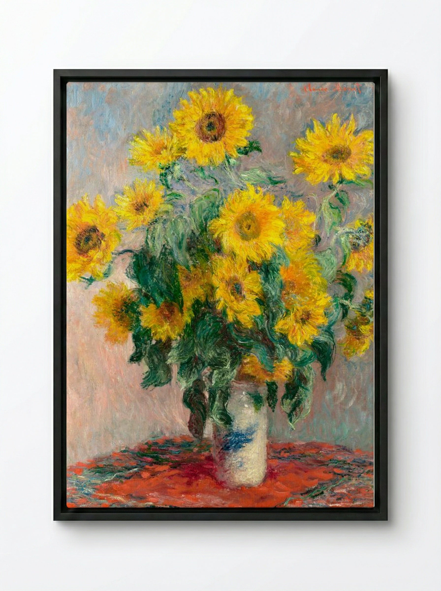 Bouquet of Sunflowers - Claude Monet - Framed Canvas Black