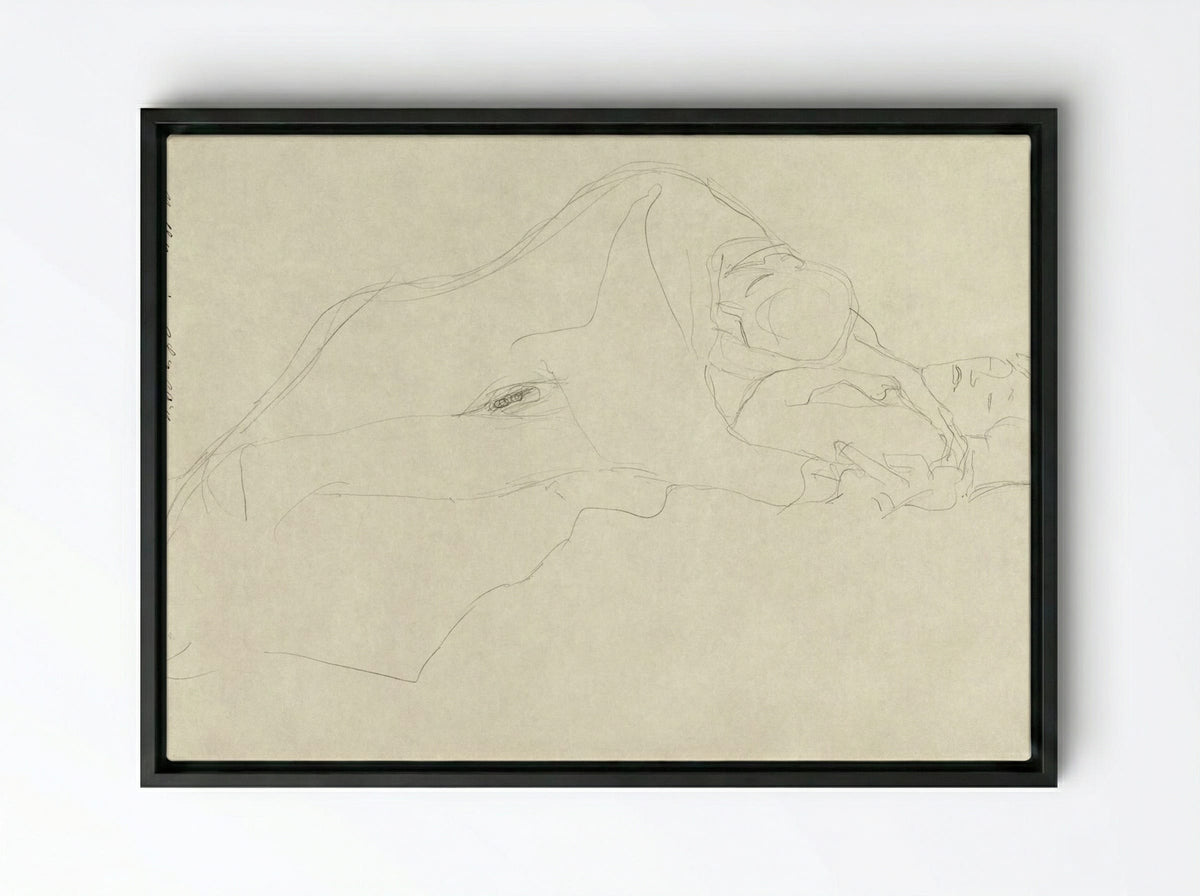 The Lovers - Gustav Klimt - Framed Canvas Black