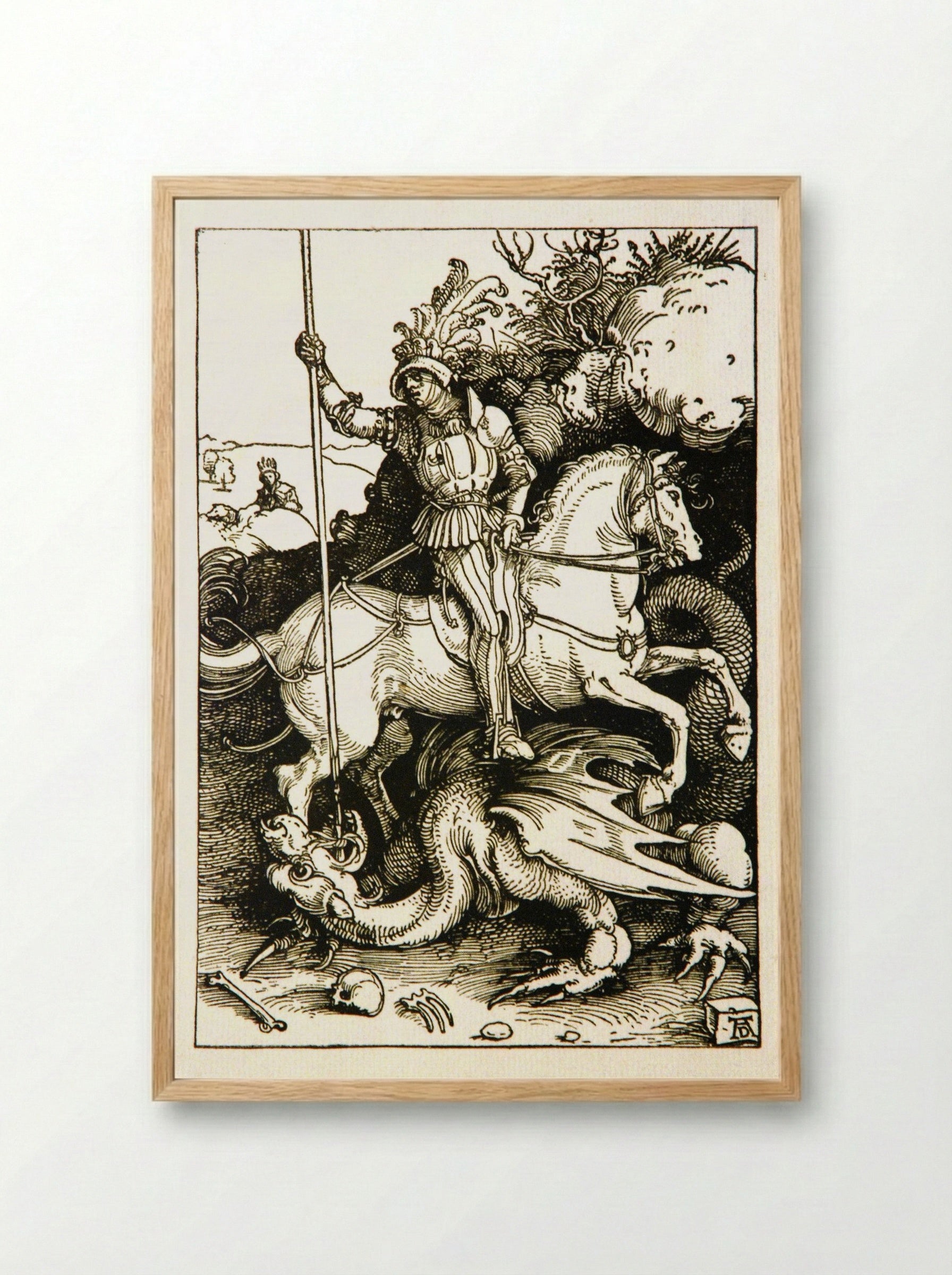 St. George and the Dragon - Albrecht Dürer - Framed Print Wood