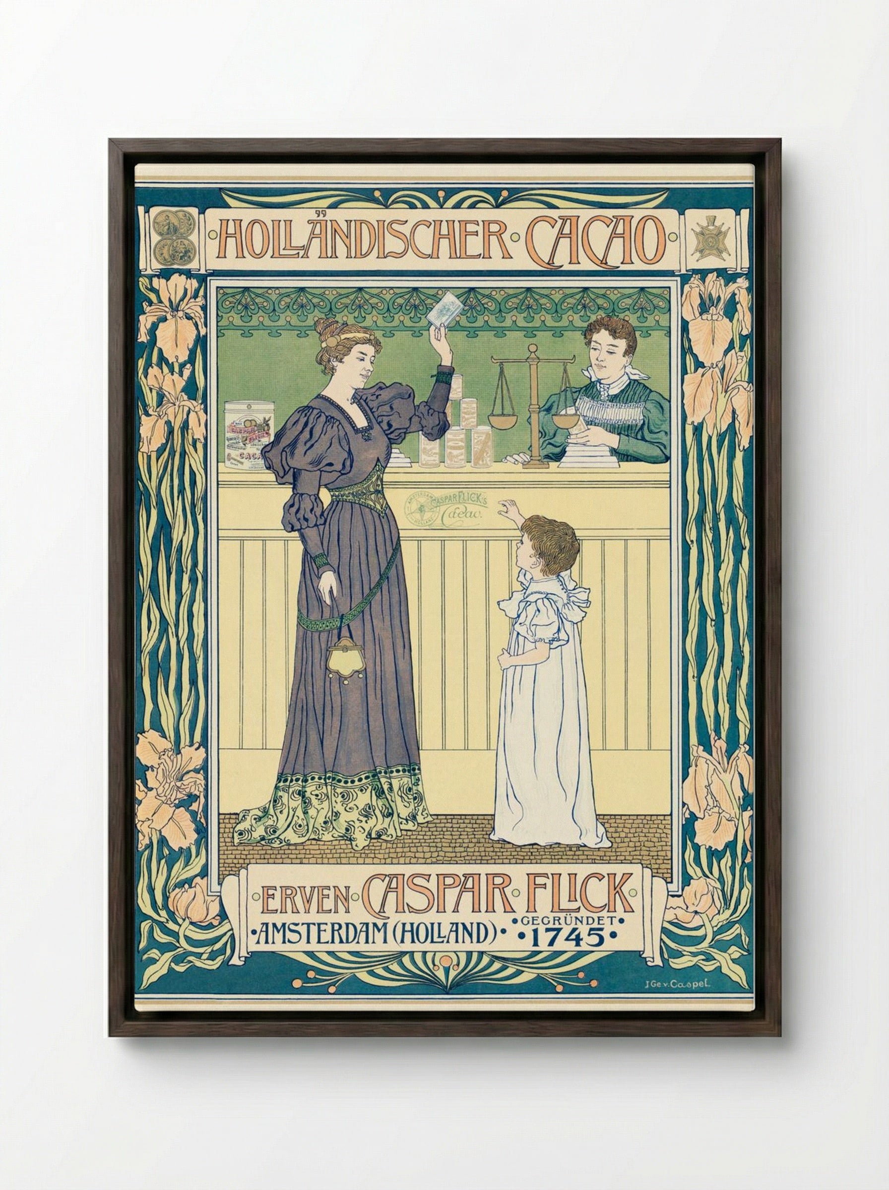 Holländischer Cacao - Johann Georg van Caspel - Framed Canvas Dark Wood