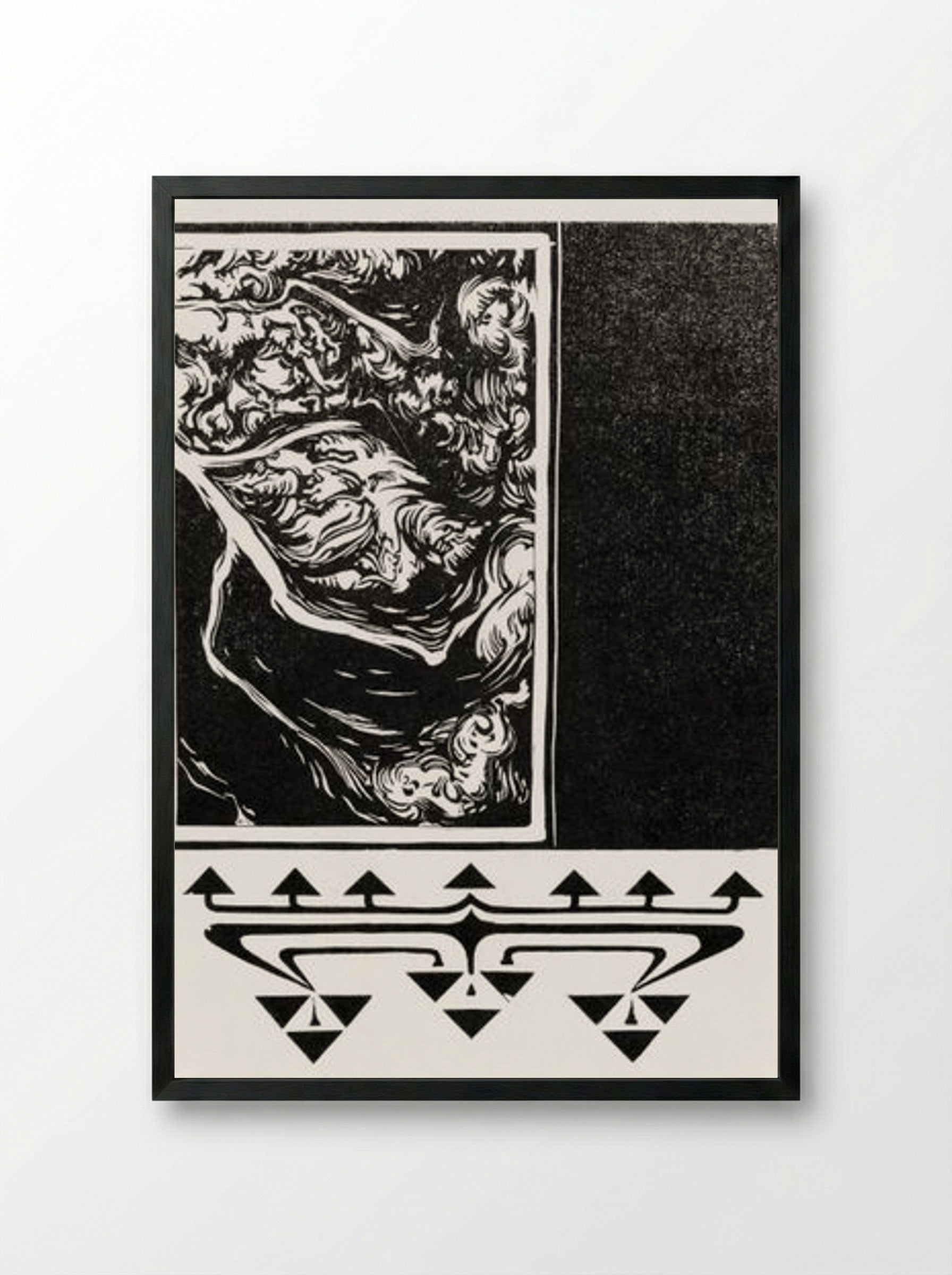 Woodcut Ornaments - Julie de Graag - Framed Print Black