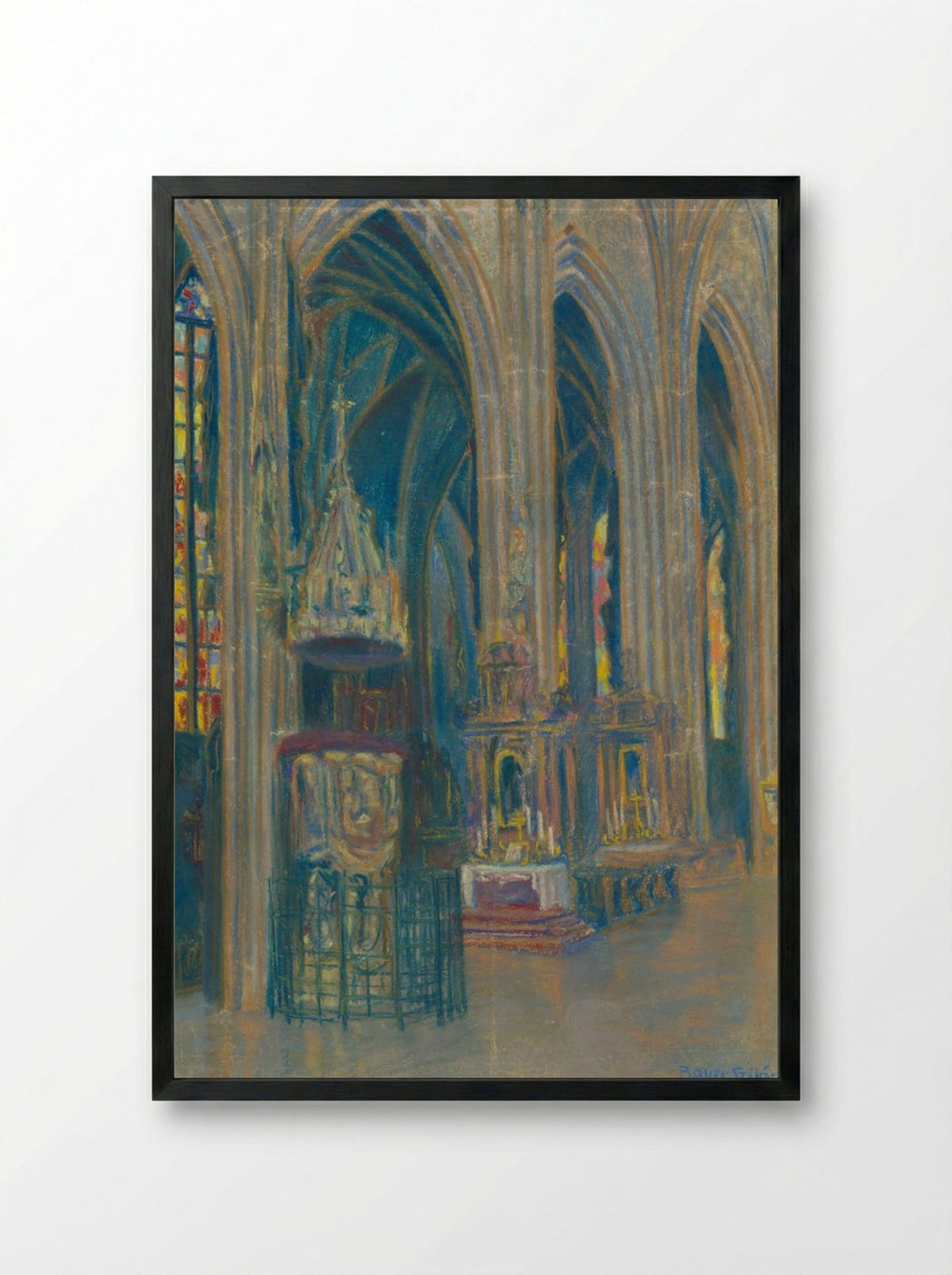 The Interior of the Košice Cathedral - Konstantin Bauer - Framed Print Black