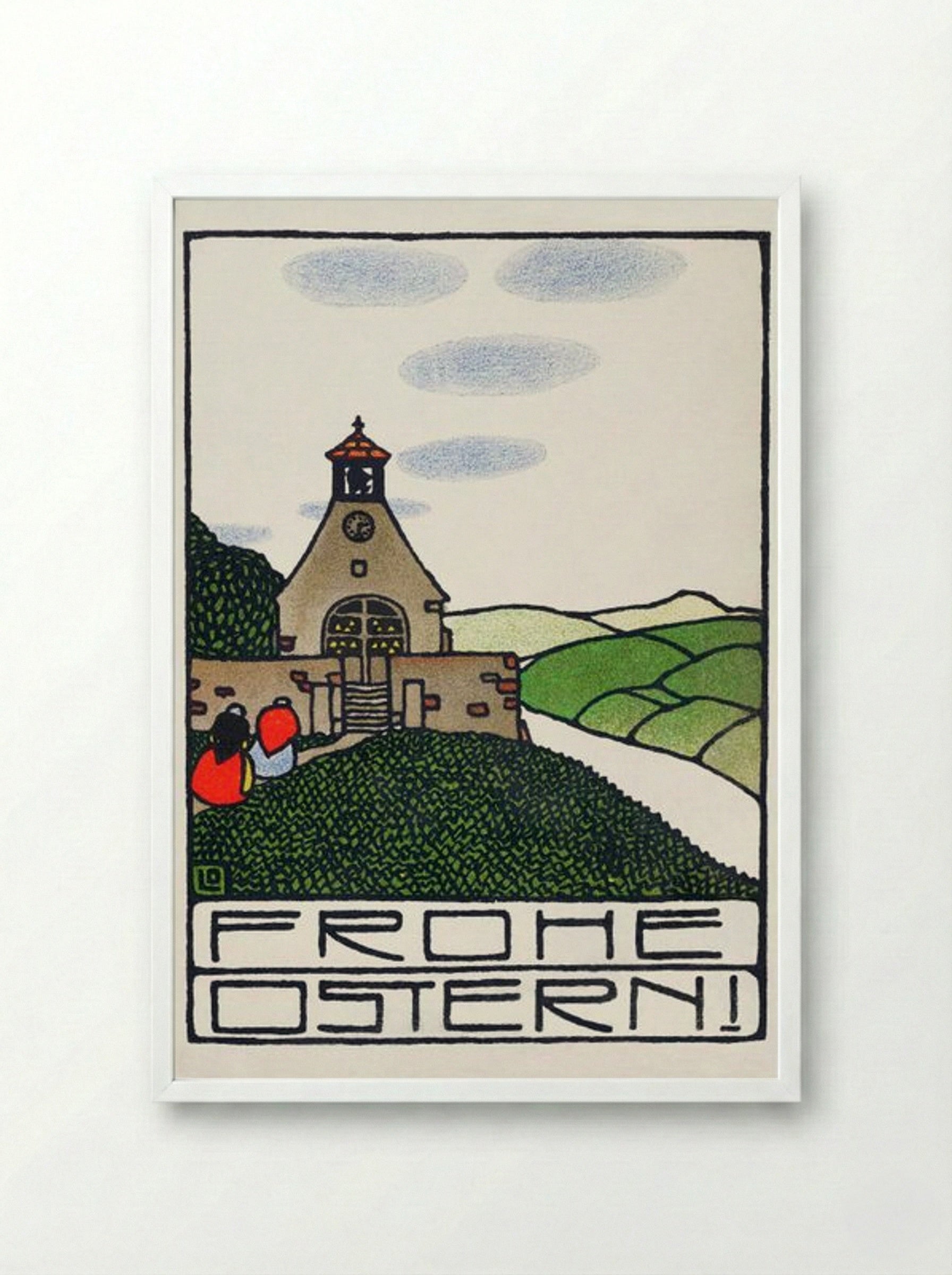 Happy Easter - Otto Friedrich Carl Lendecke - Framed Print White