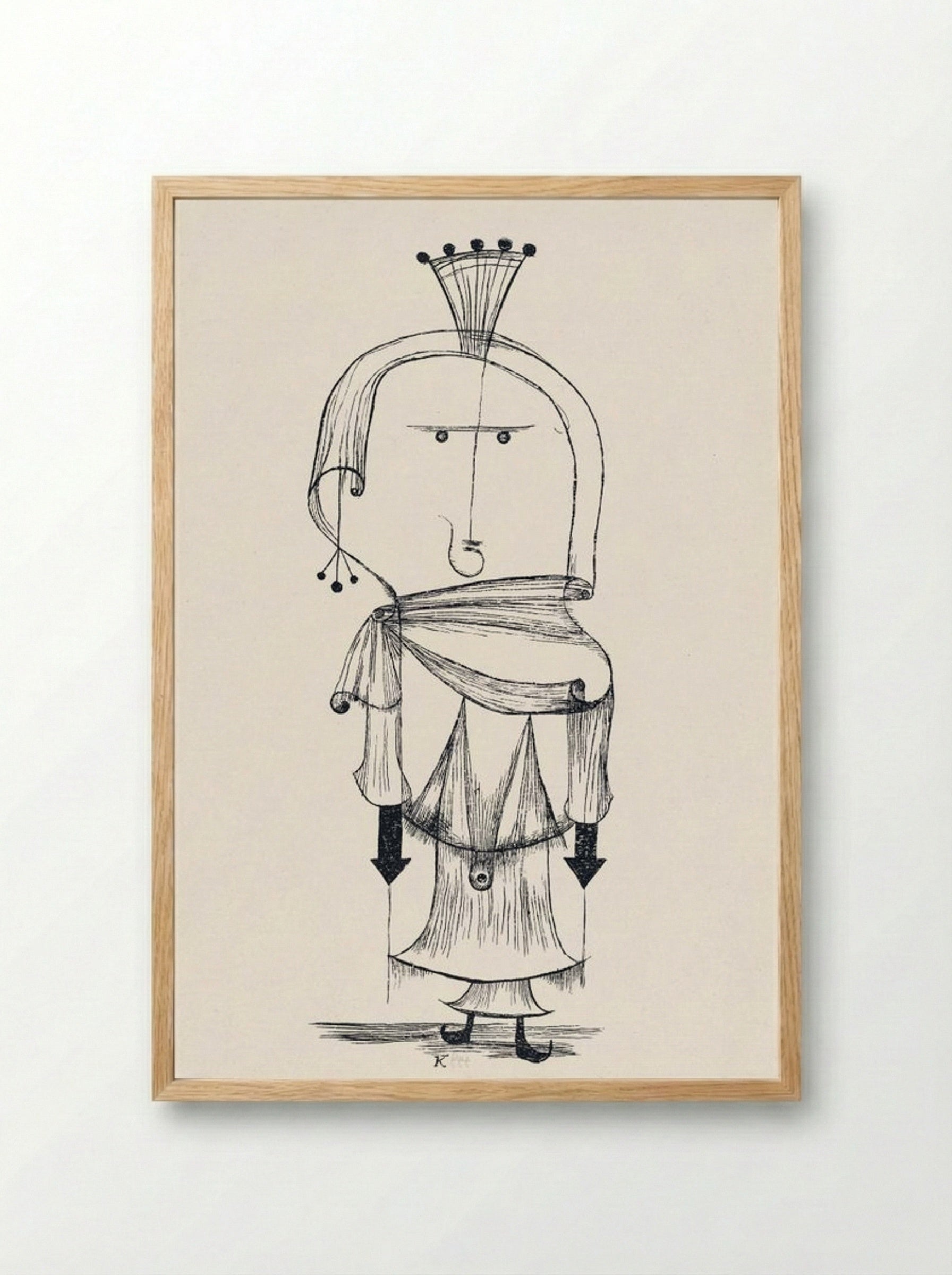 Die Hexe mit dem Kamm (Witch with a Comb) - Paul Klee - Framed Print Wood