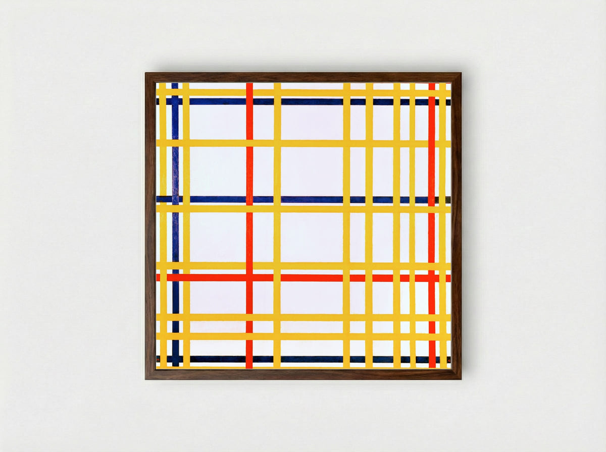 New York City I - Piet Mondrian - Framed Print Dark Wood
