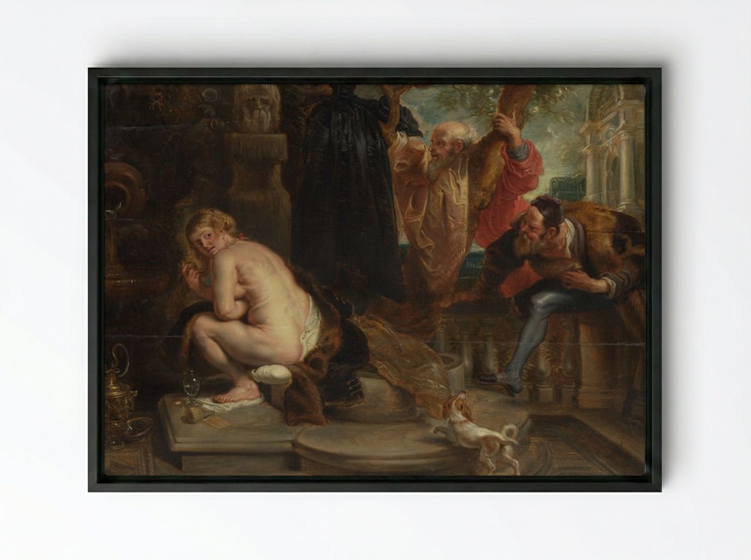 Susanna and the Elders - Peter Paul Rubens - Framed Canvas Black