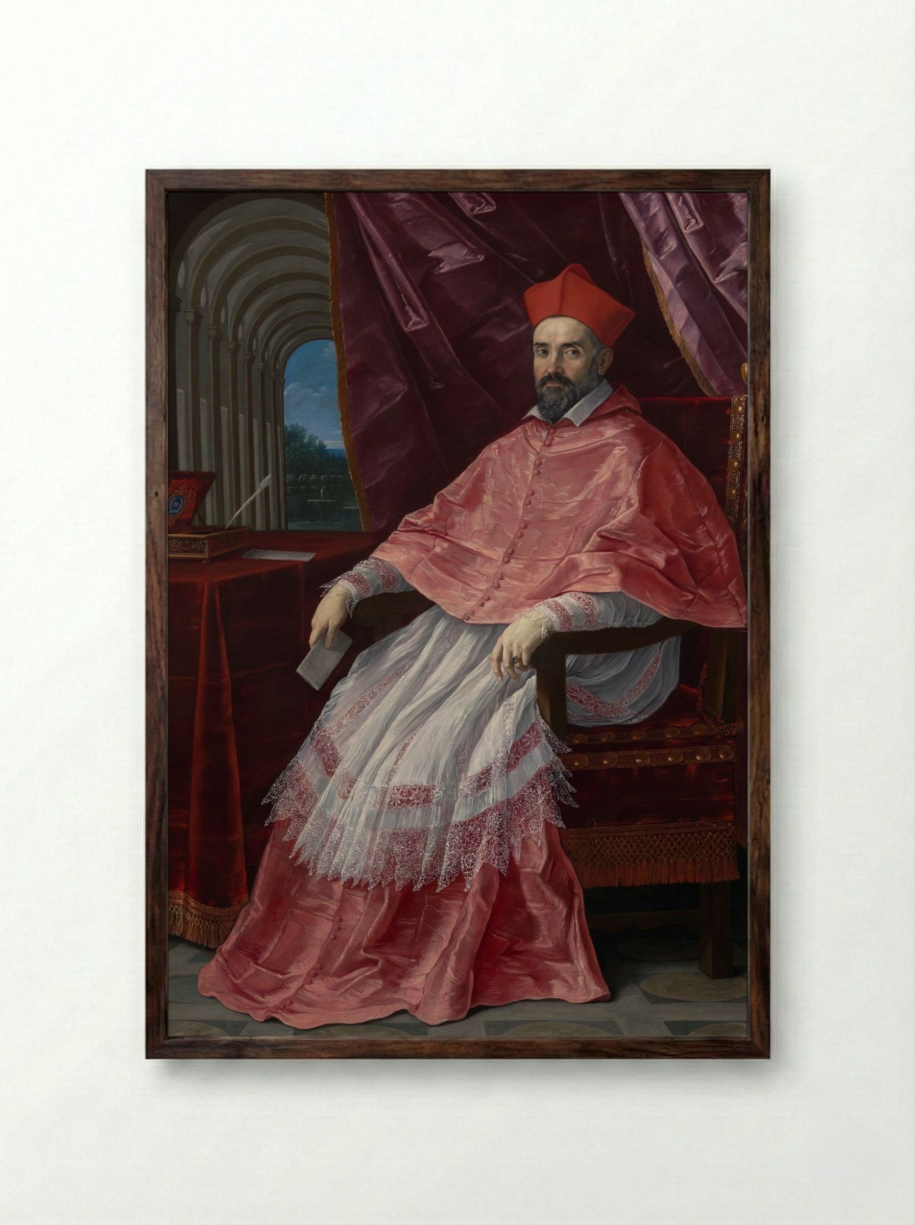 Cardinal Roberto Ubaldini - Guido Reni - Framed Print Dark Wood