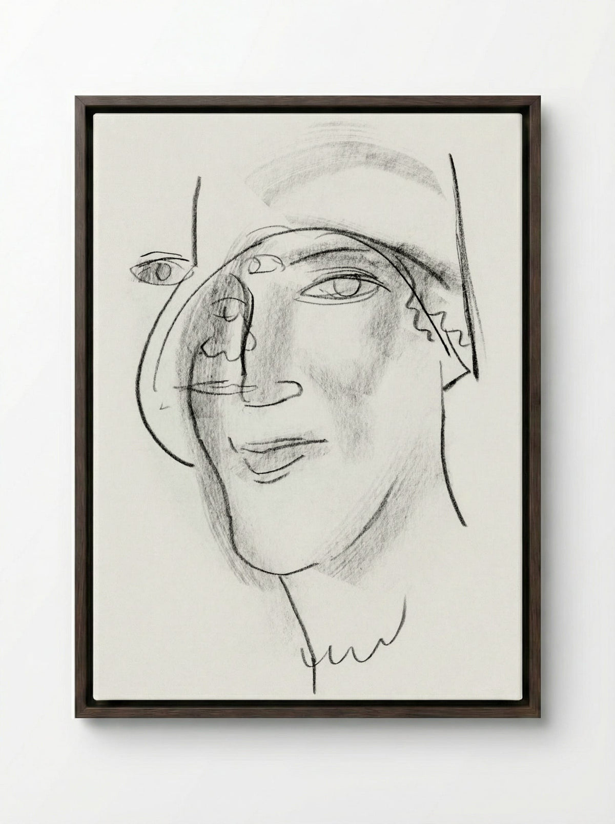 Woman's Head and Face - Leo Gestel - Framed Canvas Dark Wood