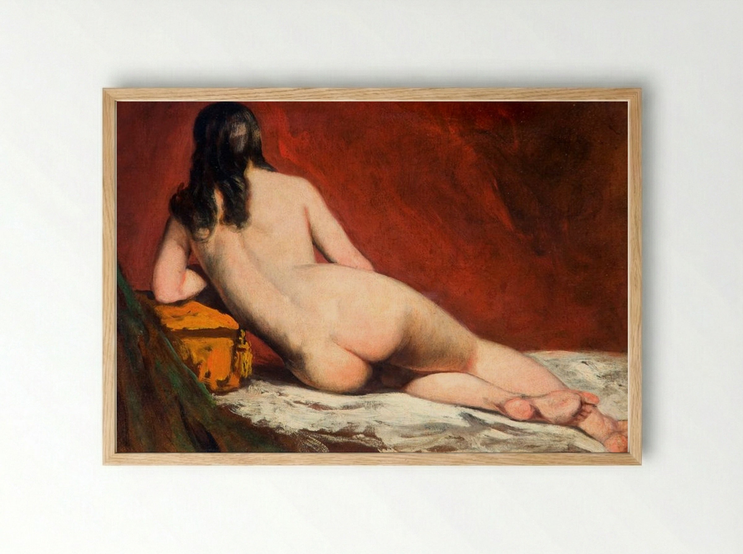 Nude Study of a Reclining Woman - William Etty - Framed Print Wood