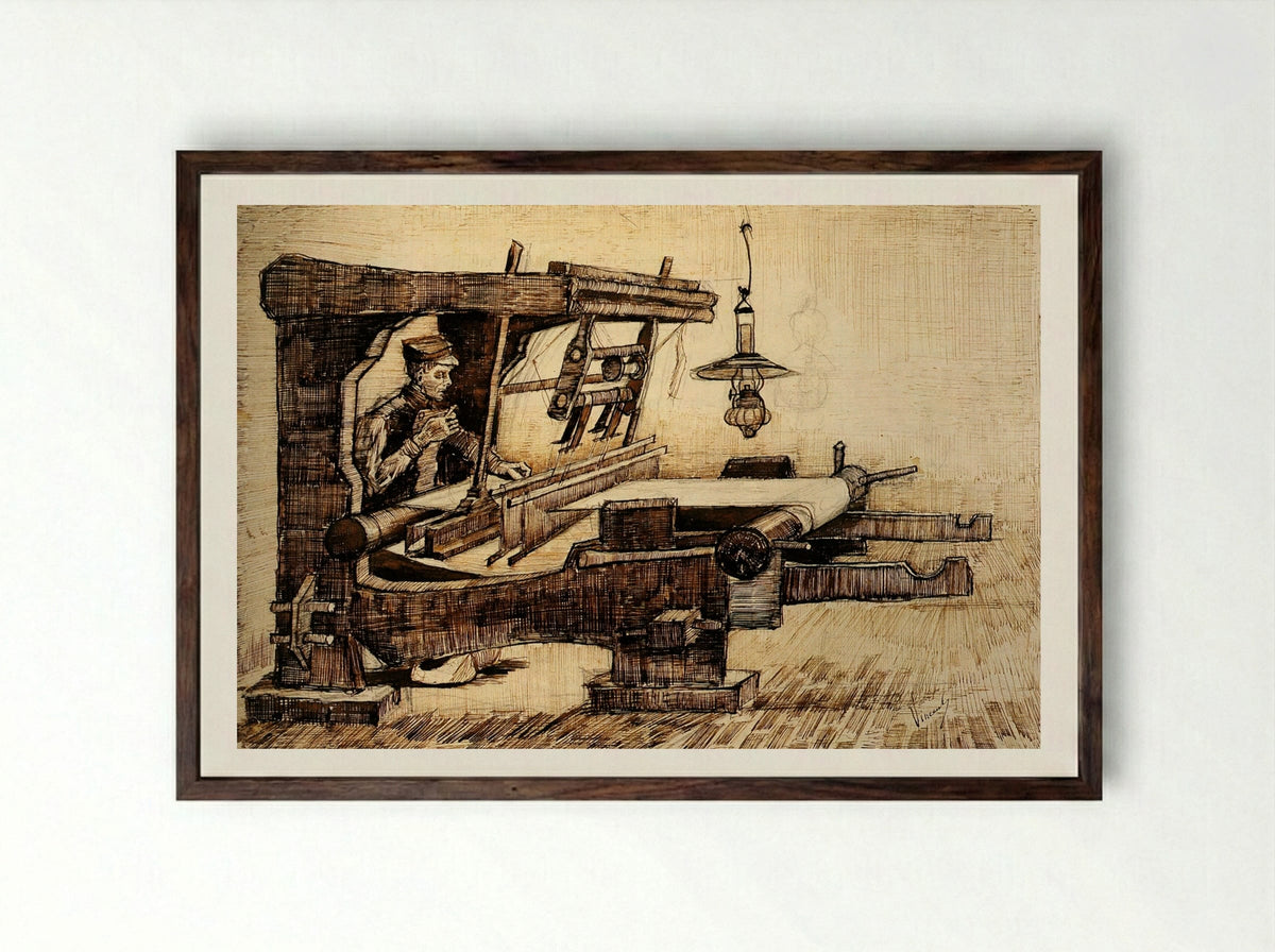 The Weaver's Shuttle - Vincent van Gogh - Framed Print Dark Wood
