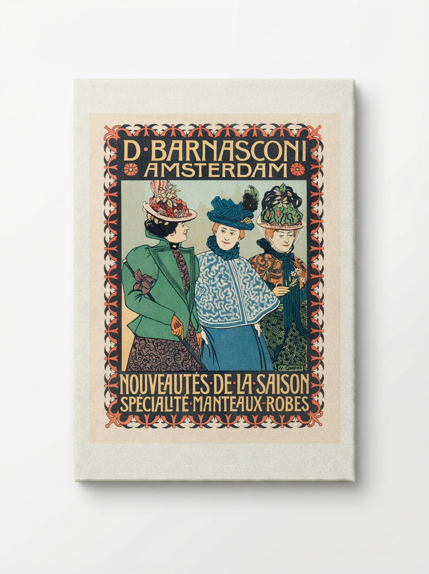Advertentie van kledingzaak D. Barnasconi in Amsterdam - Johann Georg van Caspel - Canvas
